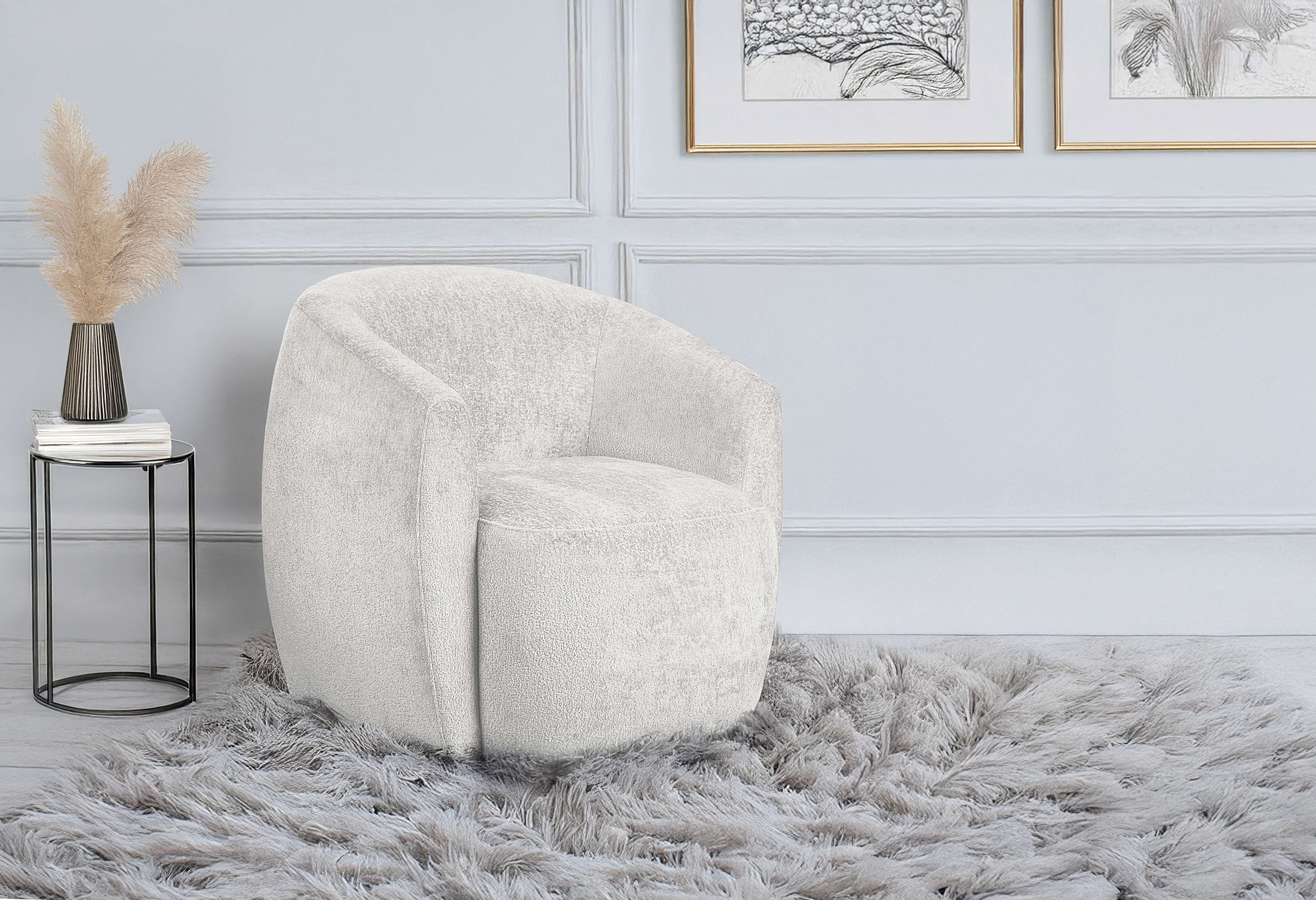 andas Drehsessel »Vallsta«, Breite 85 cm, Chenille oder Boucle Stoff, Drehf günstig online kaufen