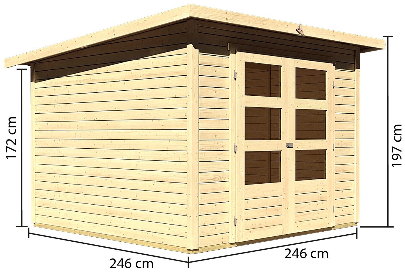 Karibu Gartenhaus »Stockach 4«, (Set), anthrazit, naturbelassen oder terragrau