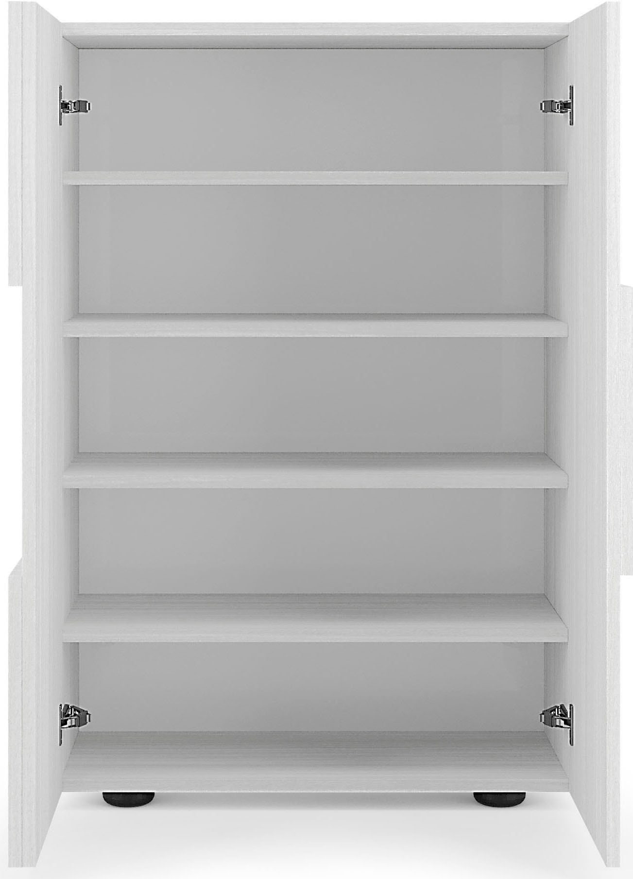 INOSIGN Schuhschrank »Dama Breite 78 cm, Höhe 116 cm, Schuhkommode,«, Front in 3D-Optik, 4 Einlegeböden, ca. 17 Paar Schuhe