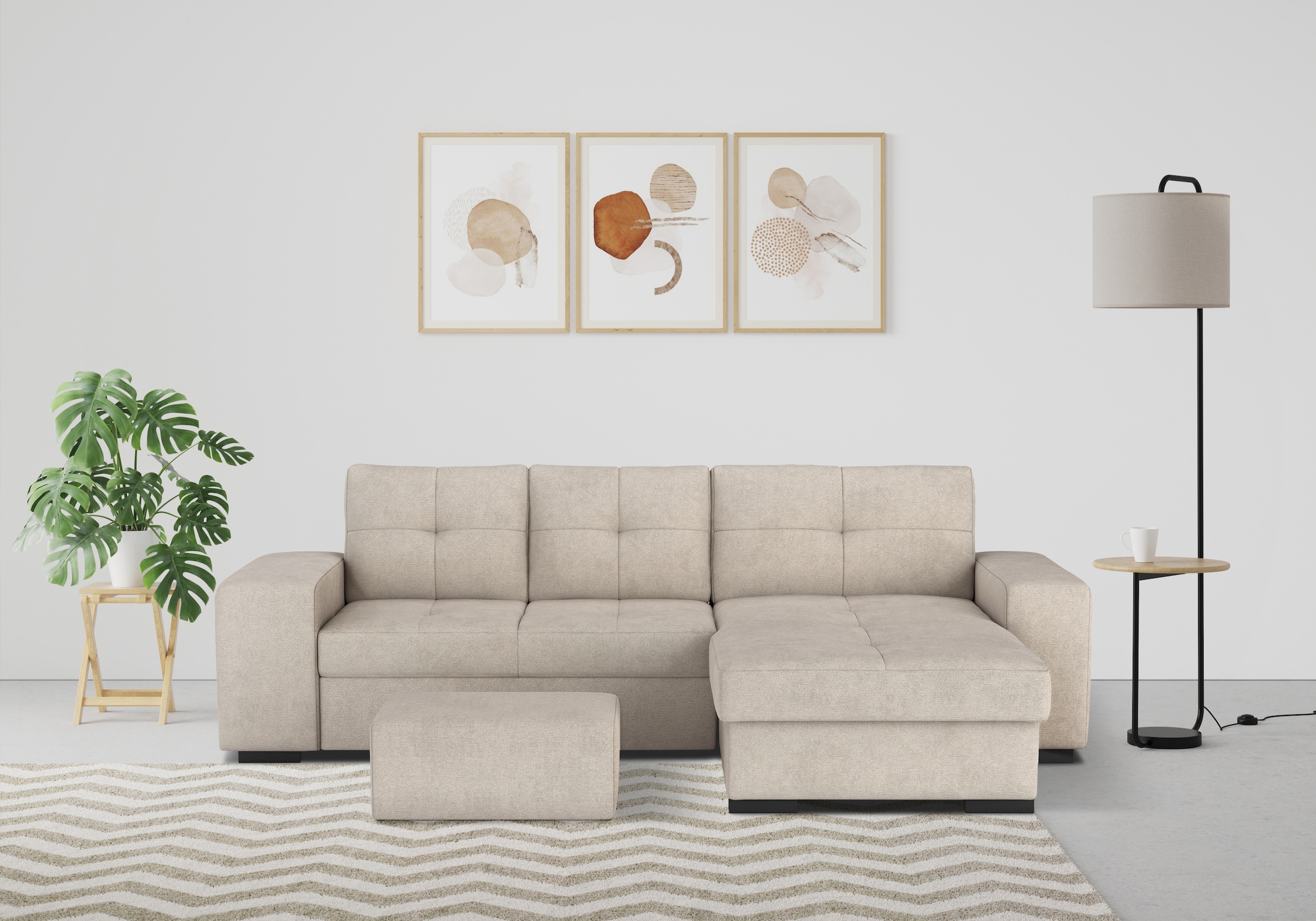 COTTA Ecksofa »Mattina L-Form«, mit Hocker, wahlweise mit Bettfunktion & Be günstig online kaufen