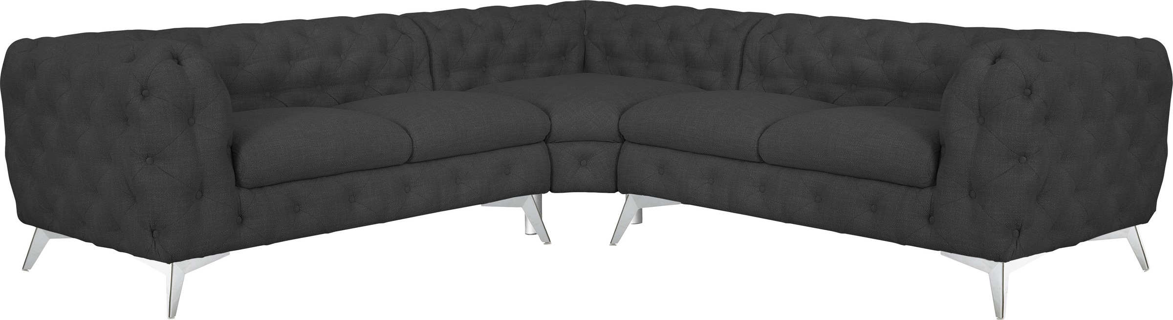 Leonique Chesterfield-Sofa »Ecksofa GLYNIS L-Form mit Wellenunterfederung, günstig online kaufen