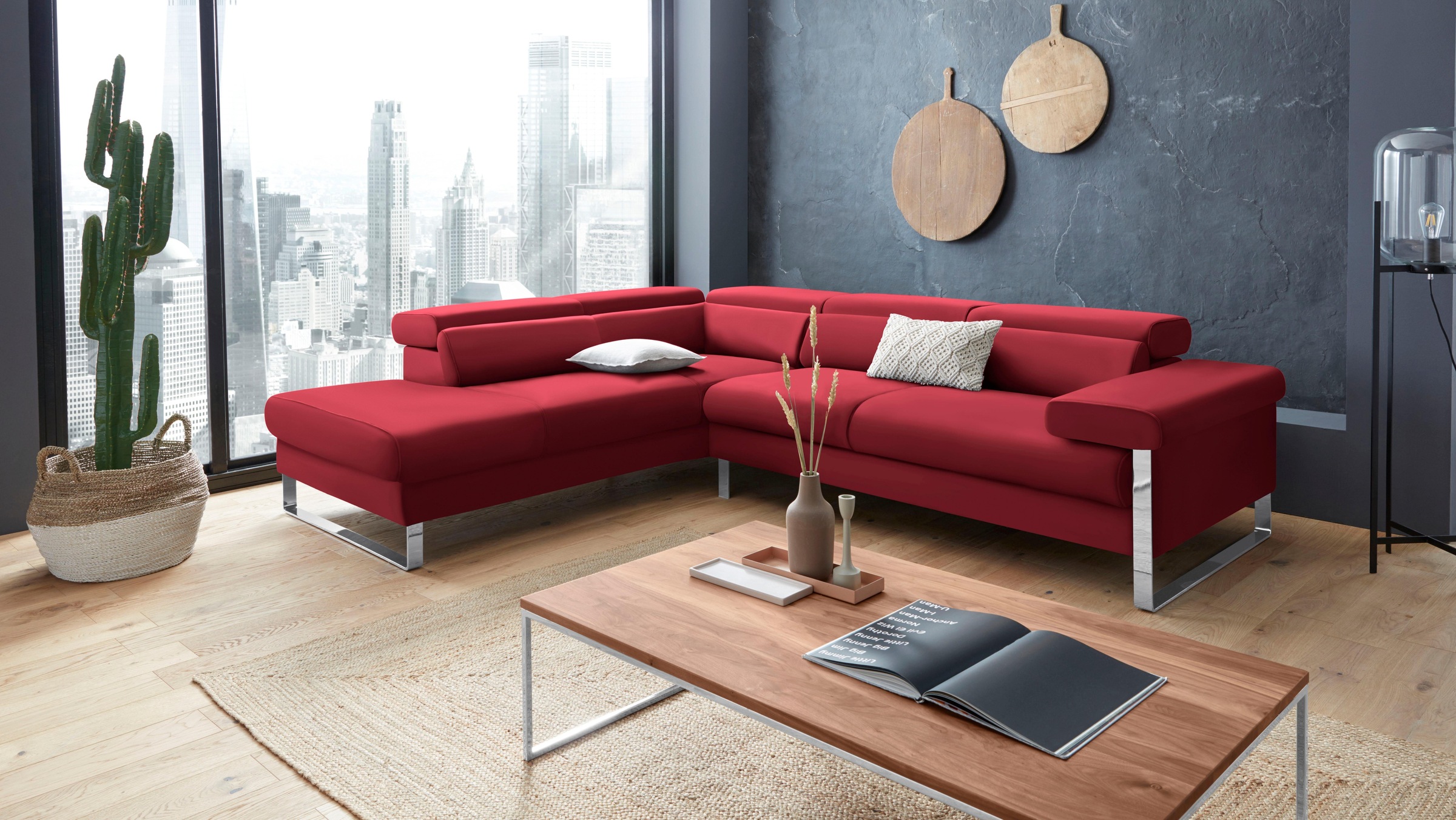 W.SCHILLIG Ecksofa »finn, toller Sitzkomfort, L-Form, hochwertige Verarbeitungsdetails«, German Design Award 2016, Fußgestell Chrom glänzend, Breite 281 cm