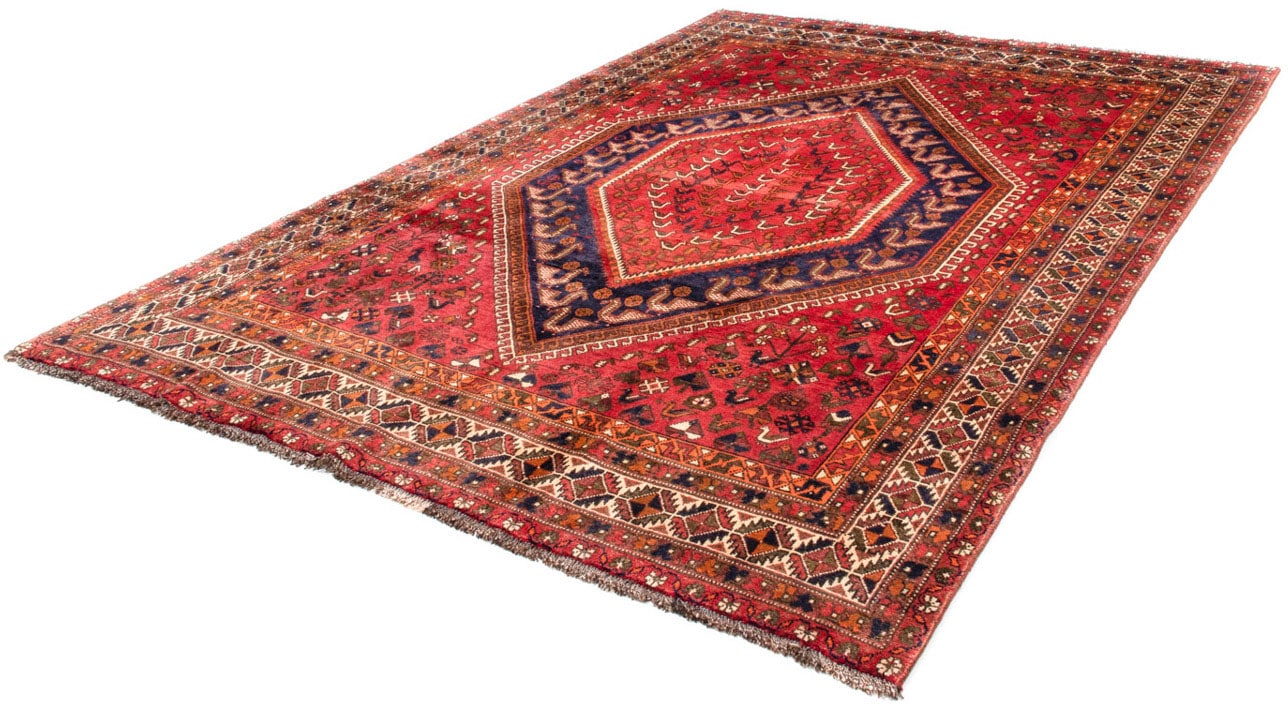 Wollteppich „Shiraz Medaillon Rosso 298 x 207 cm“, rechteckig, Unikat mit Zertifikat Rot 10 mm B/L: 207 cm x 298 cm – 10 mm