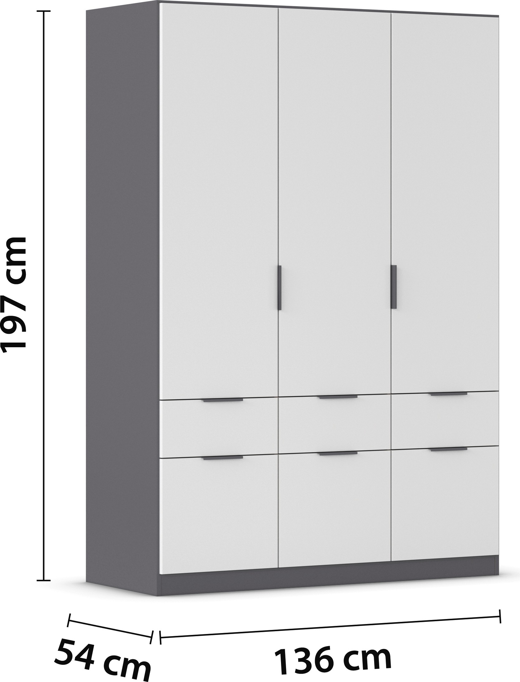 rauch Kleiderschrank »Kleiderschrank Schrank Garderobe Wäscheschrank DUNDEE«, (mit 3 Griff-Varianten), Schubladen in zwei Höhen, optional mit Spiegel MADE IN GERMANY