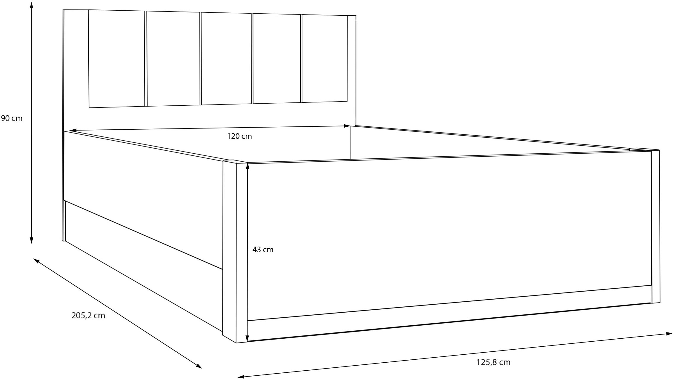 FORTE Bettgestell »Oak Squere« B/H/T :125,8/90/205,2  cm aufklappbarer Lattenrost, Stauraum