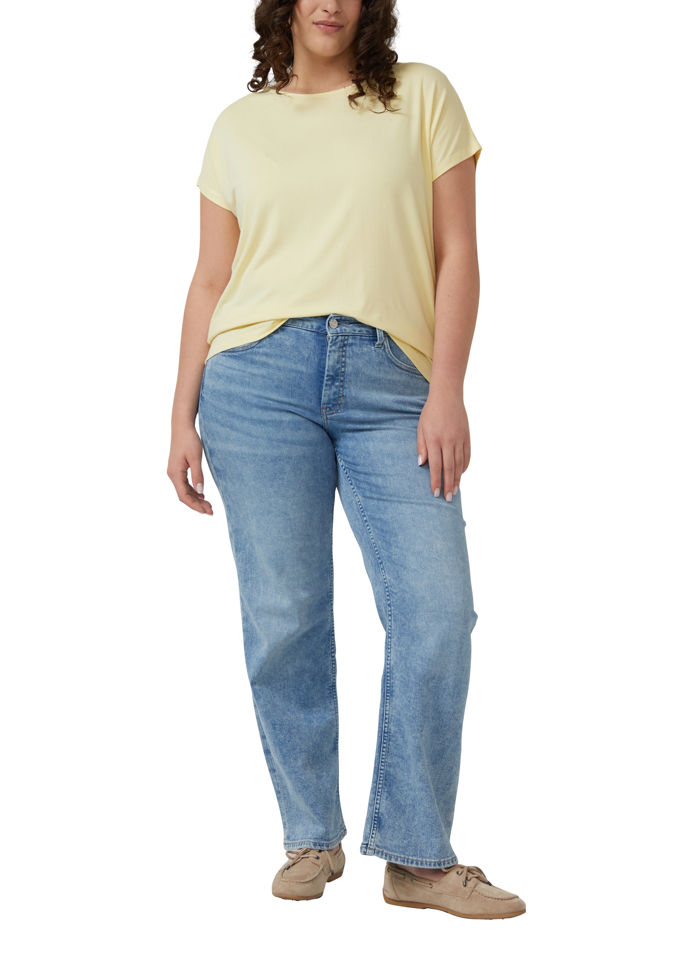 s.Oliver CURVE Kurzarmshirt Sommershirt mit Viskose/Stretch