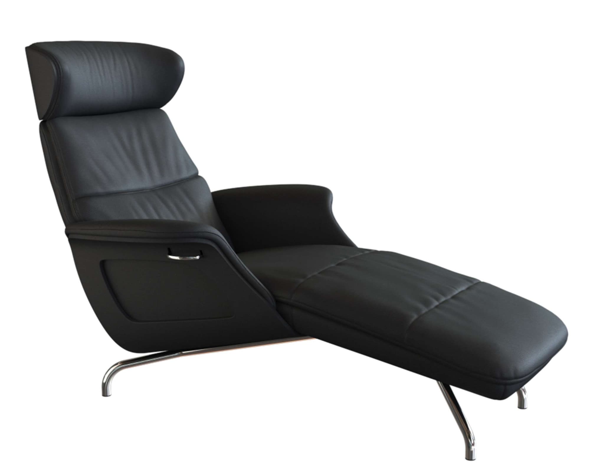 FLEXLUX Loungesessel »Clement Chaislongue, Relaxstuhl, Liegesessel,«, Rücken- & Kopfteilverstellung, Armlehne gepolstert geölt, Fuß Alu