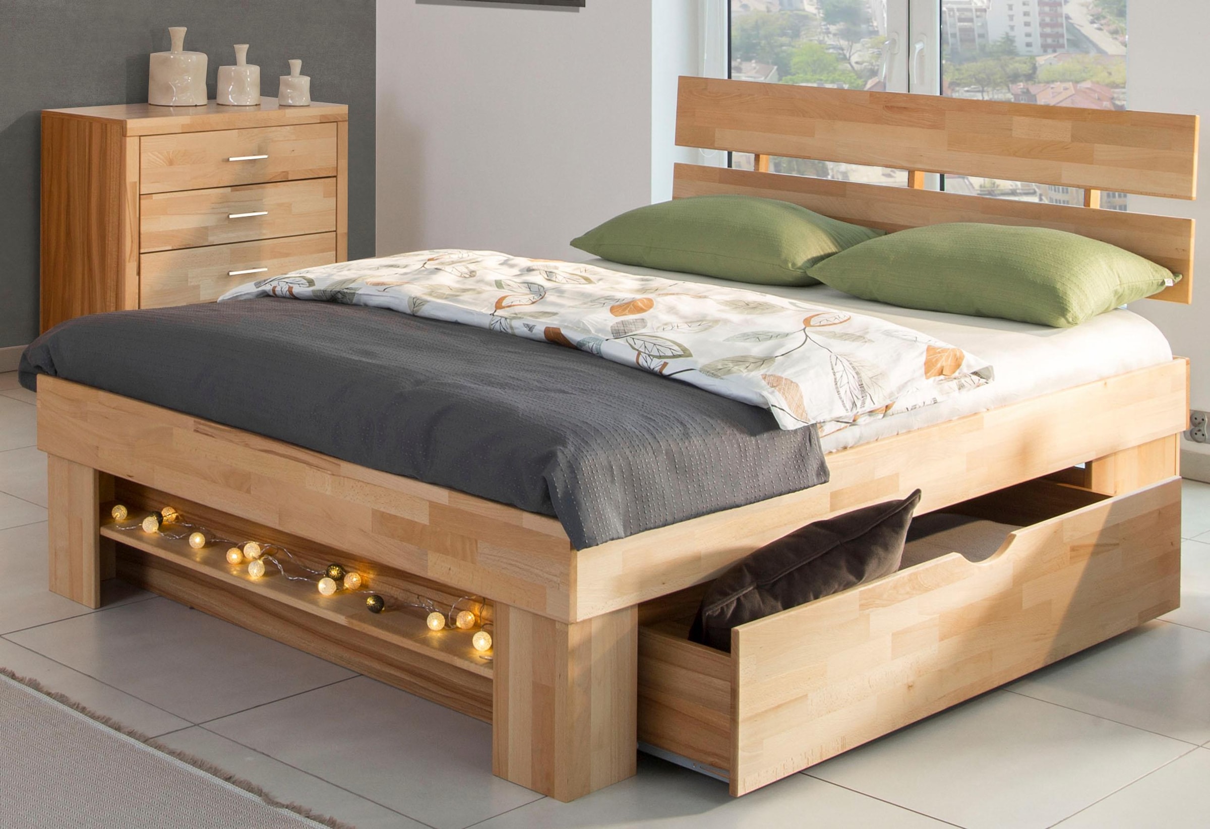 Home affaire Stauraumbett »Triest«, aus FSC®-zertifizierter massive Buche