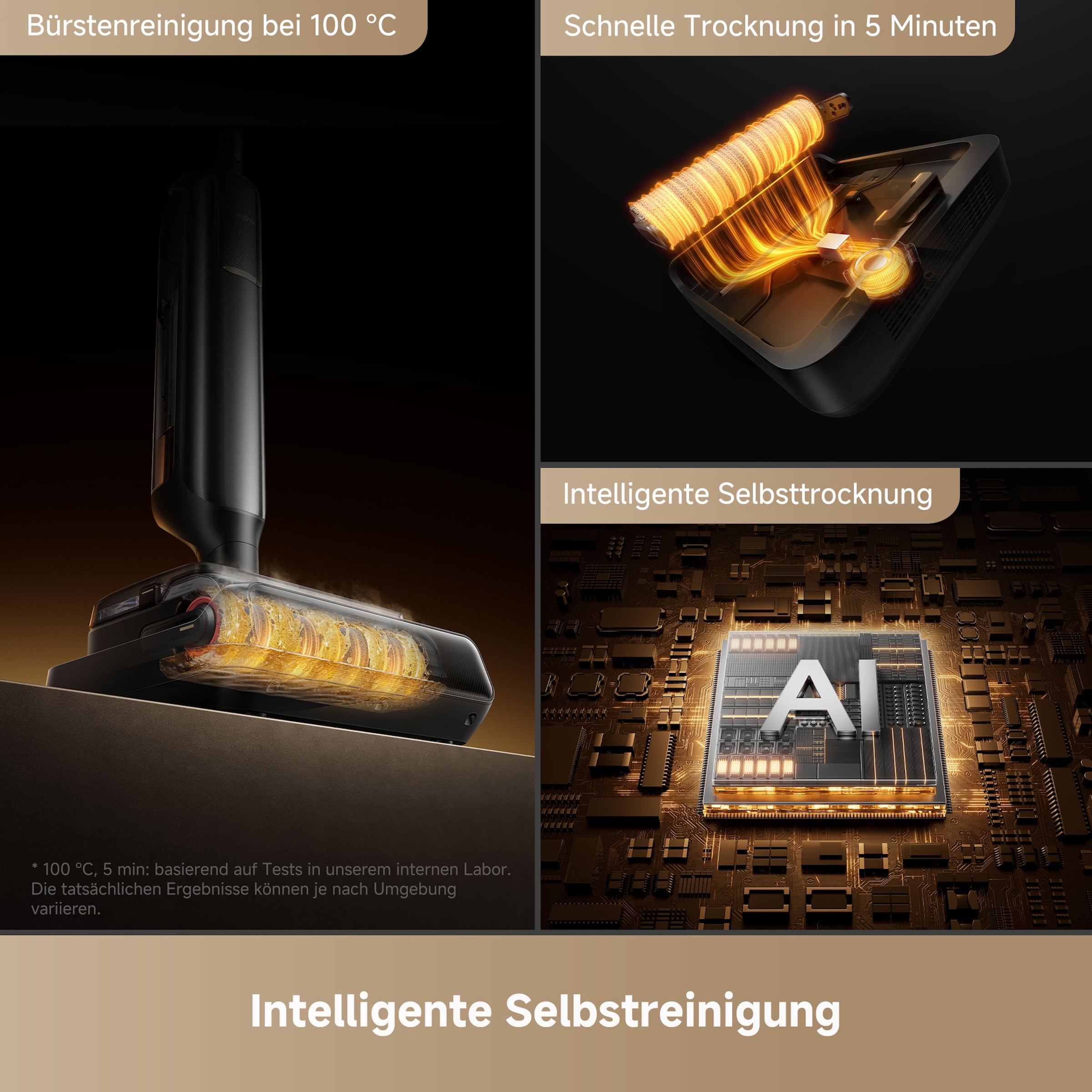 Mova Nass-Trocken-Sauger »M50 Ultra, KI-Reinigung,« Klappbares 180°-Design, selbstreinigende Bürste, 22.000Pa Saugkraft