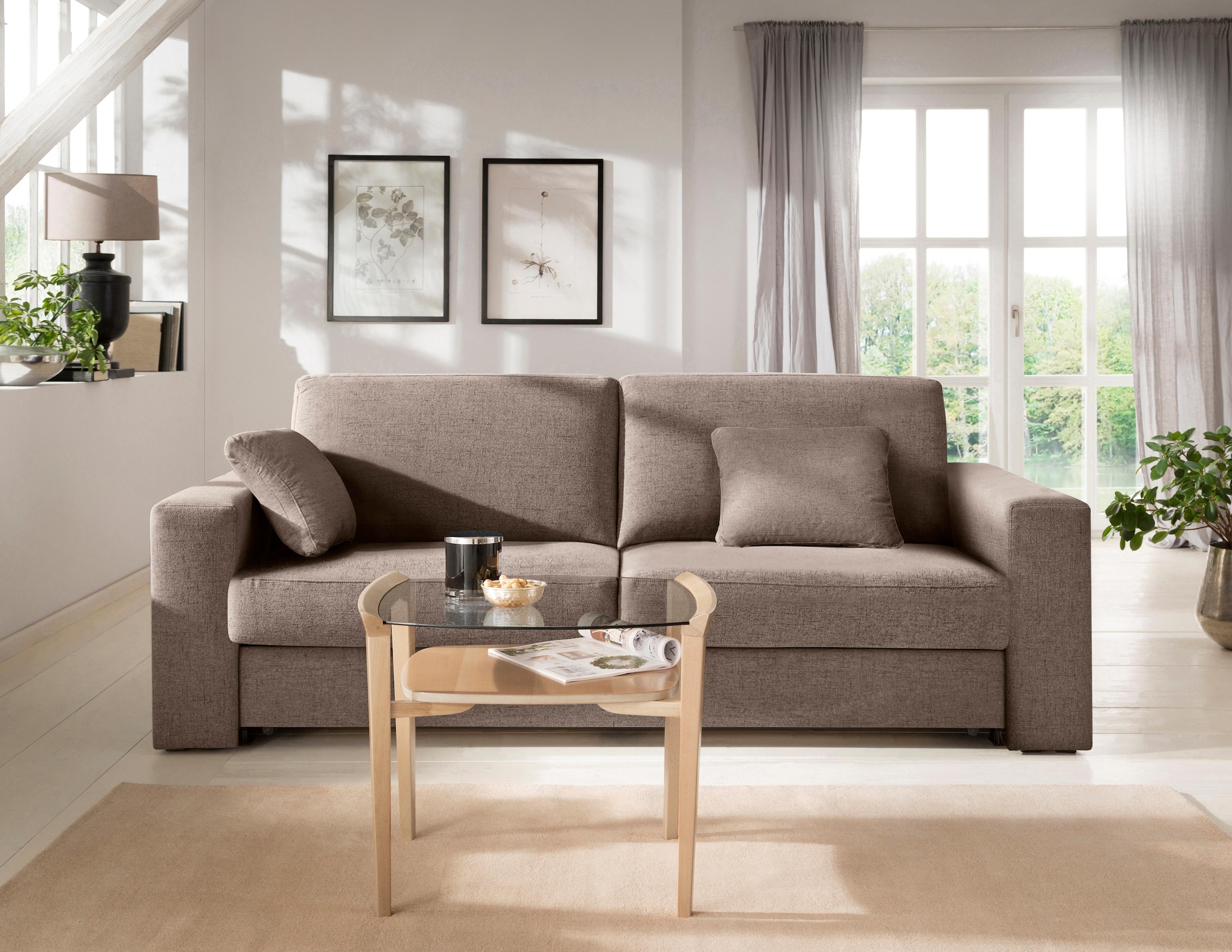 Home affaire Schlafsofa »Roma Matratzenhöhe 14 cm«, Dauerschlaffunktion, mit Unterfederung, Lattenrost, Matratze