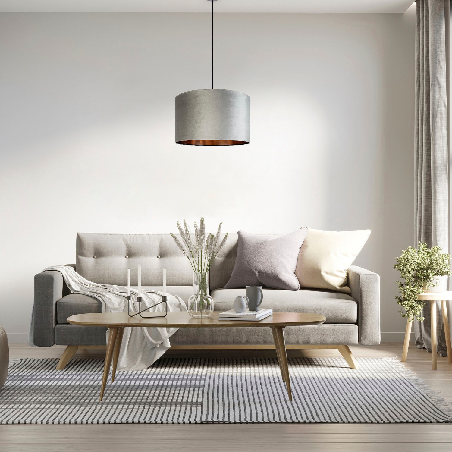 uni Color«, Home Unifarben »Hugo Velour Deko E27 online aus Paco kaufen Lampenschirm Kabel Wohnzimmer 1,5m Pendelleuchte