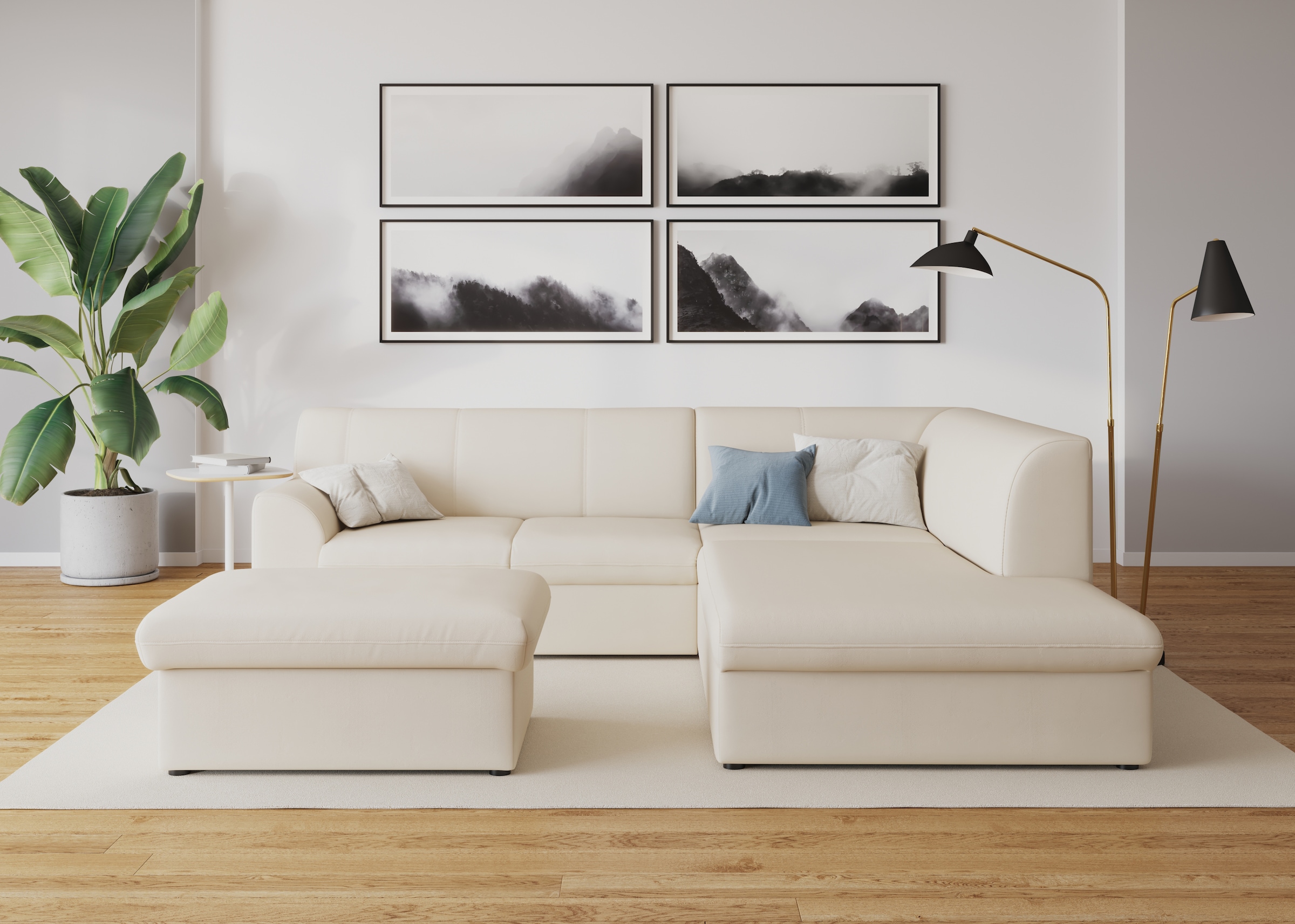 DOMO collection Ecksofa »Topper zeitlos elegant, kompakte Stellmaße, OTTOs Choice, L-Form«, mit Ottomane, wahlweise mit Schlaffunktion