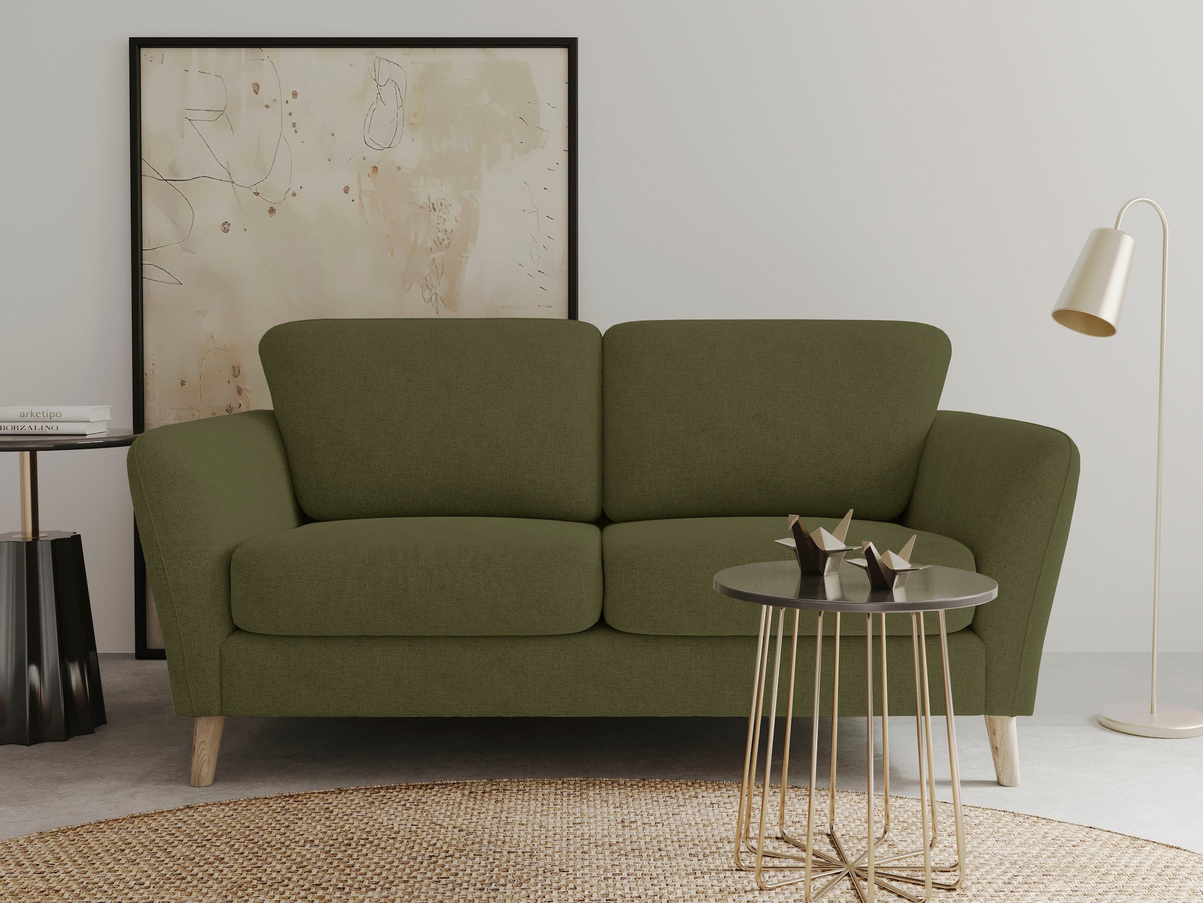 OTTO home 2-Sitzer »MARSEILLE Kompaktsofa 170 cm, Cord, Flachgewebe, Struktur, Webstoff« mit Massivholzbeinen aus Eiche, verschiedene Bezüge und Farbvarianten