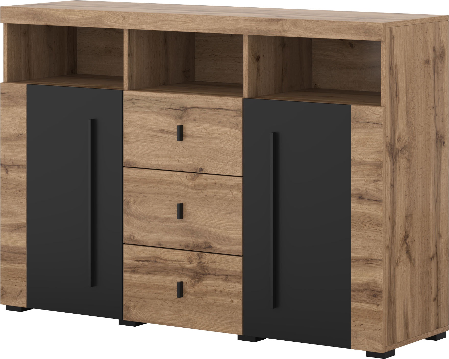 INOSIGN Sideboard »Roger,Breite 132cm, stilvolle Schrank, 2 Holztüren 3 Sch günstig online kaufen