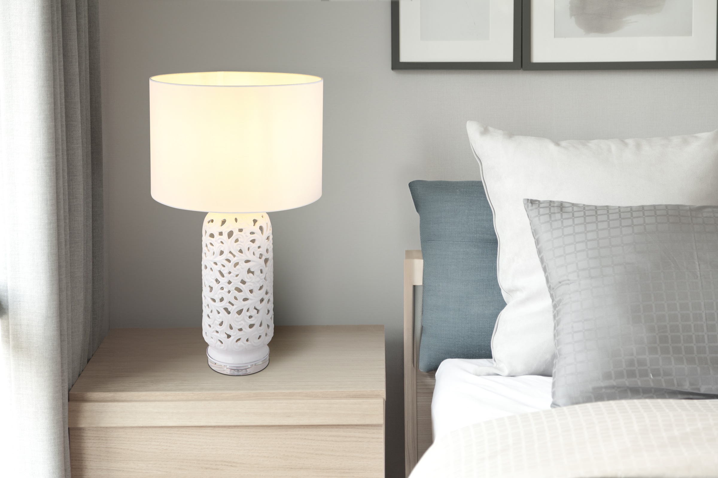 GLOBO LIGHTING Tischleuchte »SEBASTIAN« E27 1 Stk. Tischlampe/Schlafzimmer/ günstig online kaufen