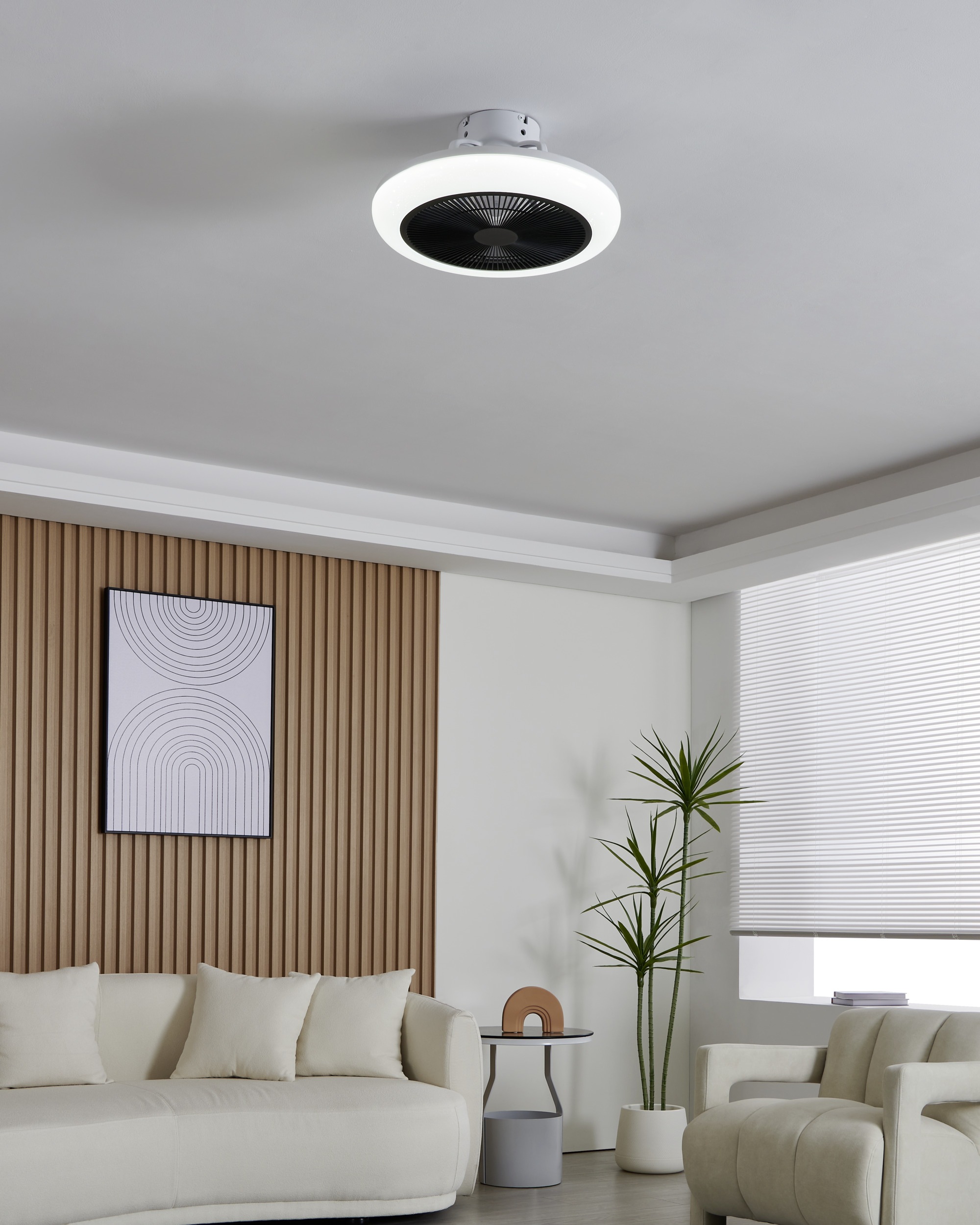 EGLO LED Deckenleuchte »KOSTRENA Leuchte und Ventilator - ABS - LED - 3X8,5W - IP20« LED-Modul 1 Stk. Kaltweiß | Neutralweiß | Warmweiß Deckenventilator, Deckenleuchte, Wohnzimmer, Schlafzimmer, H19xØ45,5cm