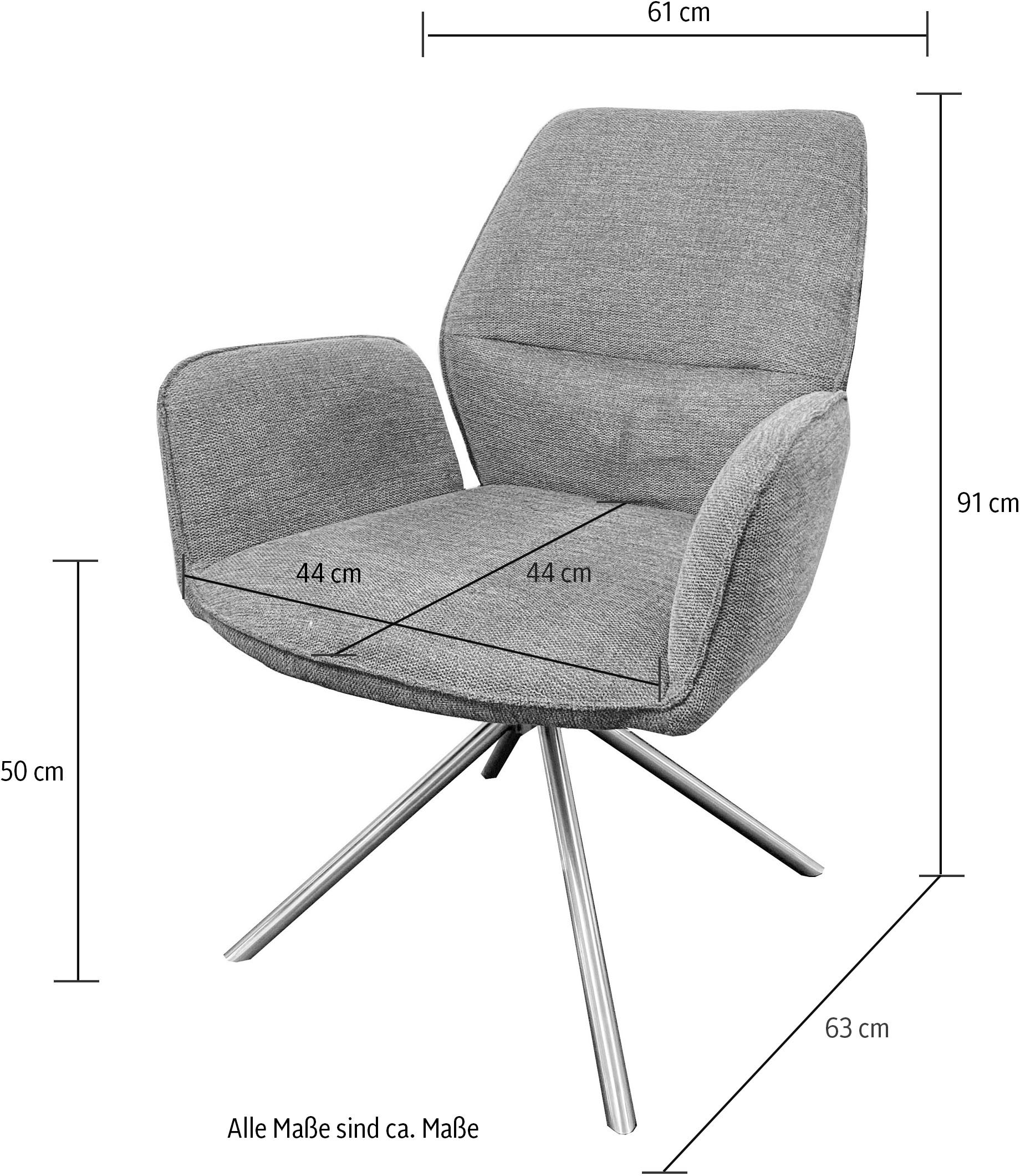MCA furniture Esszimmerstuhl »GREYTON«, Chenille, (2er-Set), drehbar 180°, Belastbarkeit 120 kg, Sitzhöhe ca. 50 cm