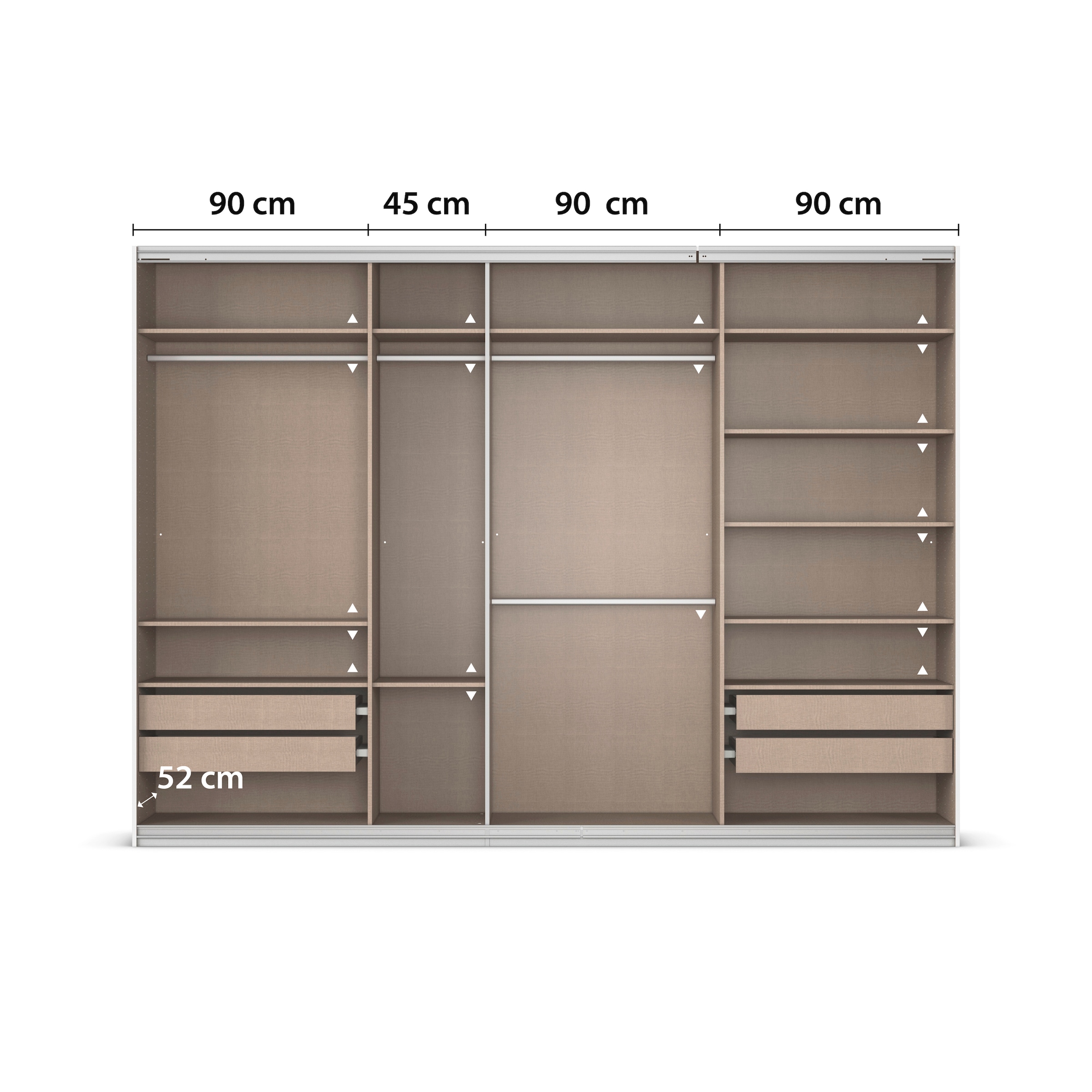 rauch Kleiderschrank »Schwebetürenschrank OTTO´s Choice Garderobe Schrank TOP ANGEBOT Avola«, (in 3 verschiedenen Ausstattungen BASIC/CLASSIC/PREMIUM), mit eleganten Zierleisten in Chrom, Schwarz oder Weiß MADE IN GERMANY