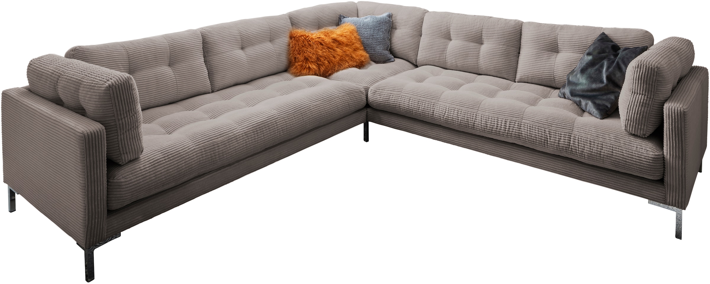 Trends by HG Wohnlandschaft "Landau U-Form" in Cord-Stoff mit Metallfuß günstig online kaufen