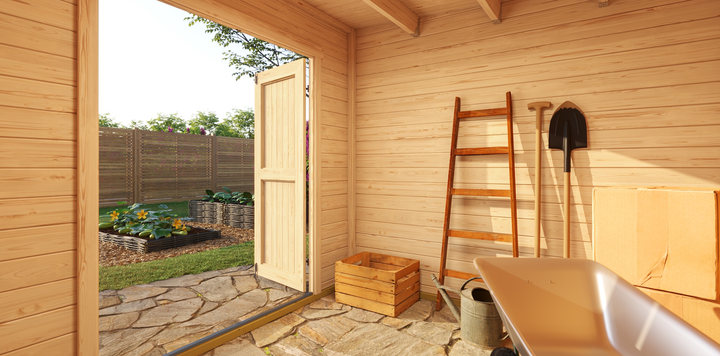 Nordic Holz Gartenhaus »Fynn 3«, kleiner stilvoller Schuppen mit Flachdach
