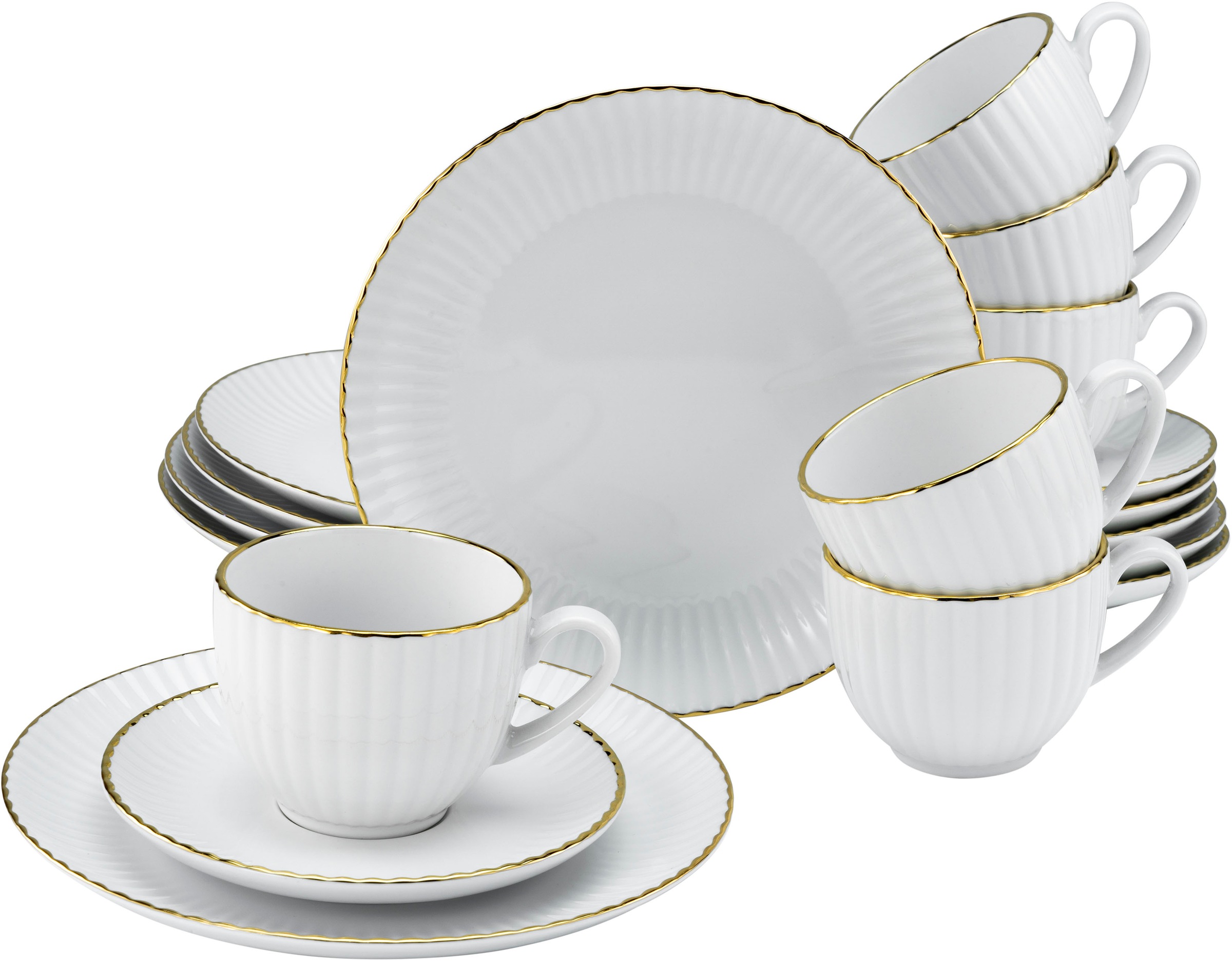 my home Kaffeeservice »Geschirr-Set, Service Elisetta«, (Set, 18 tlg.), Gol günstig online kaufen