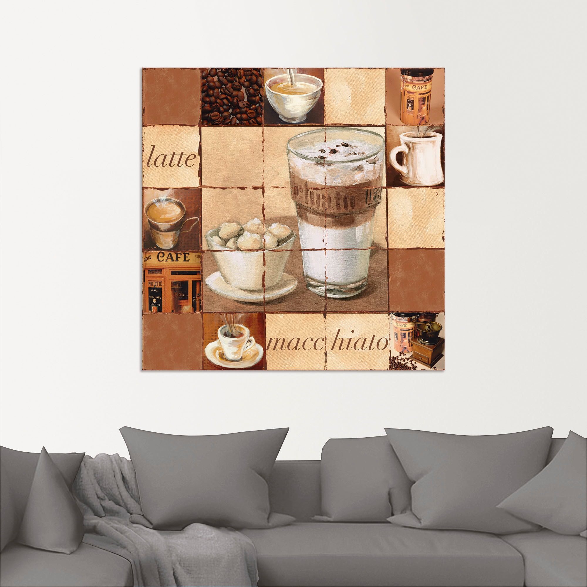 Artland Wandbild »Latte Macchiato Collage«, Getränke, (1 St.), als Alubild, Leinwandbild, Wandaufkleber oder Poster in versch. Größen