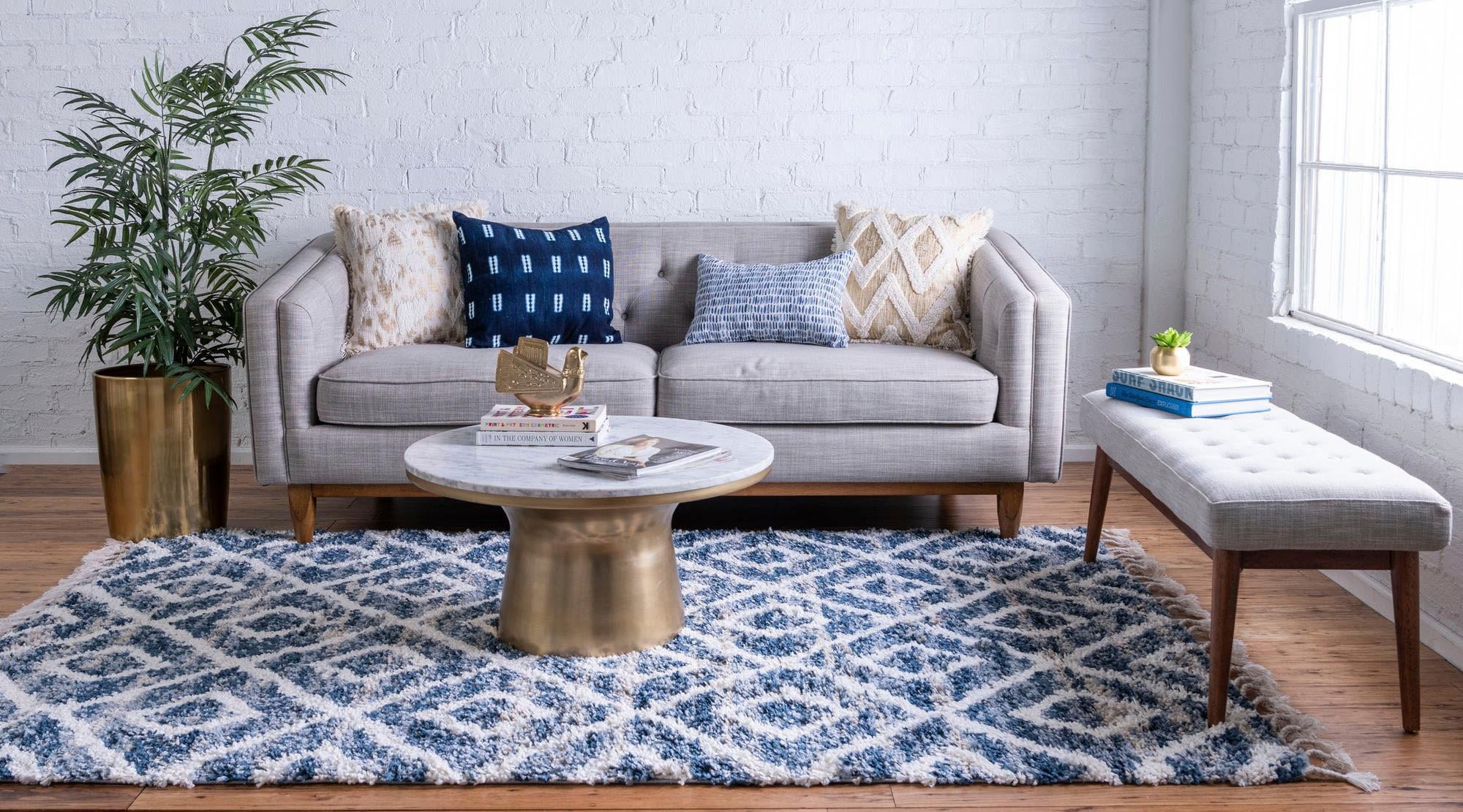 Myflair Möbel & Accessoires Hochflor-Teppich »Top Shag, LAGERRÄUMUNG!«, rechteckig, 32 mm Höhe, gewebt, Rauten Design, melierte Optik, weich & kuschelig, mit Fransen