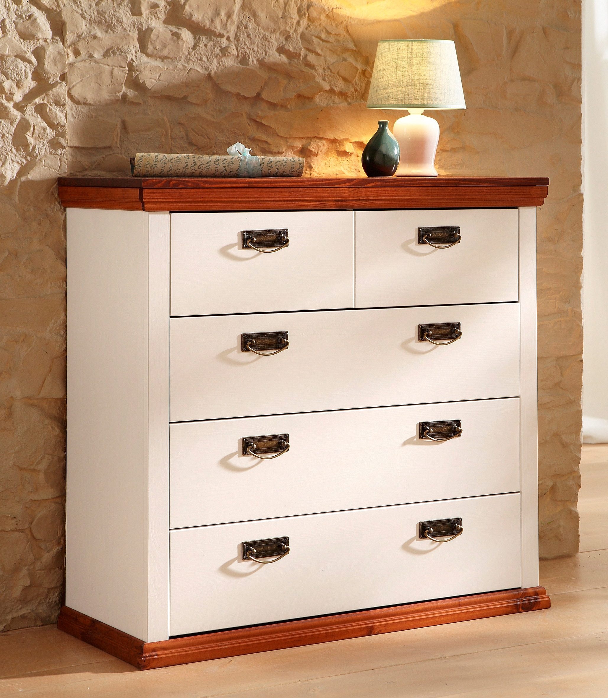 OTTO home Schubkastenkommode »Madrid« aus massiver Kiefer mit 5 Schubladen, günstig online kaufen