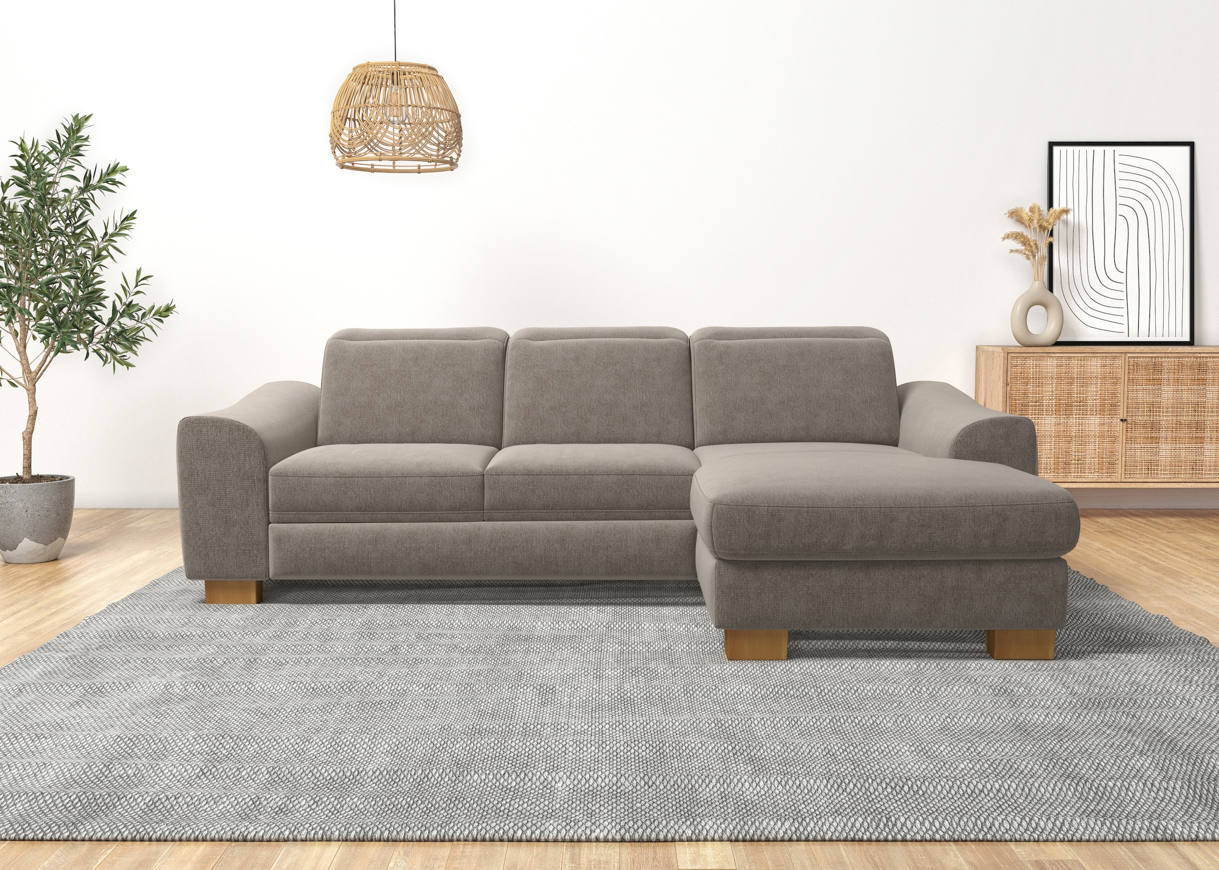 Home affaire Ecksofa »Dundee L-Form«, wahlweise mit Kopfteilverstellung und zusätzlich mit Bettfunktion