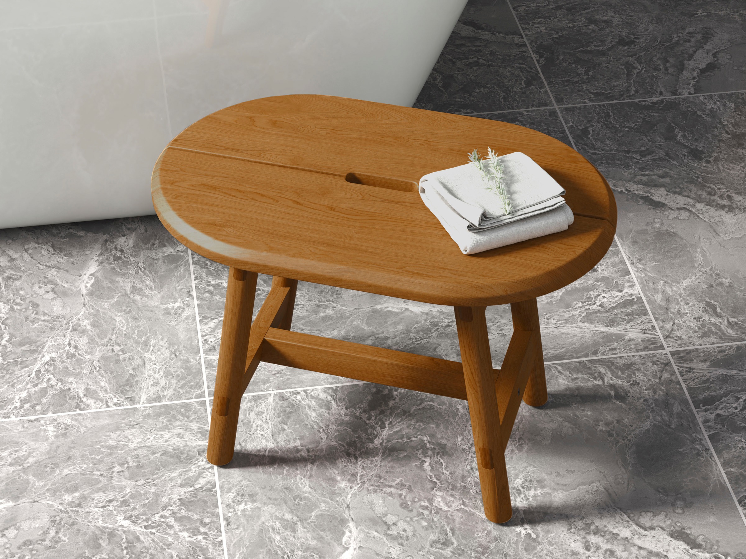 Destiny Hocker »SPA & LIVING«, Saunabank oval 65 x 42 x 46,5 cm, Teak günstig online kaufen