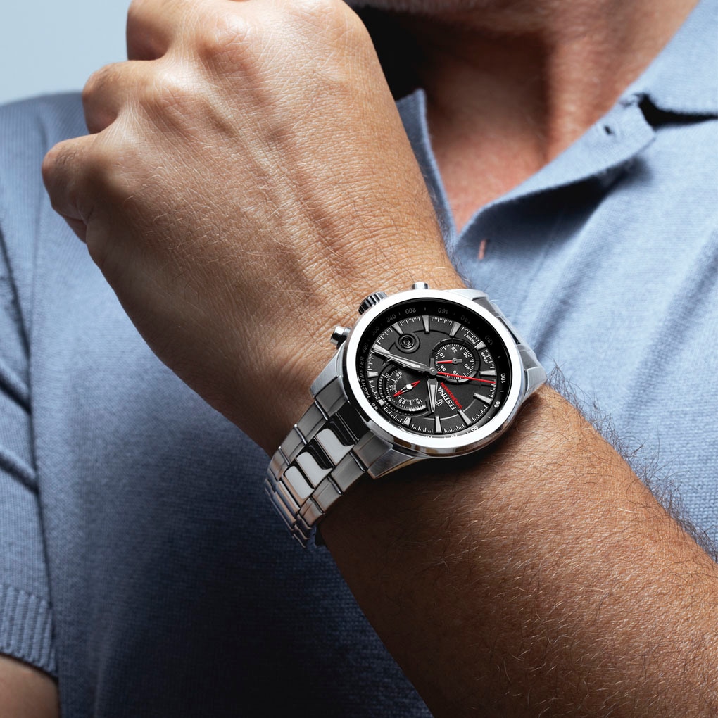 Festina Chronograph »Timeless Chronograph«, Quarzuhr, Armbanduhr, Herrenuhr, Edelstahlarmband, analog, Tag
