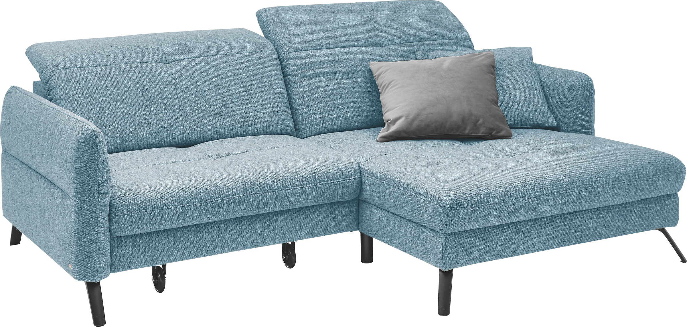 set one by Musterring Ecksofa »SO 4400 V«, wahlweise mit motorischer Bettfunktion & Kopfverstellung, Fuß schwarz