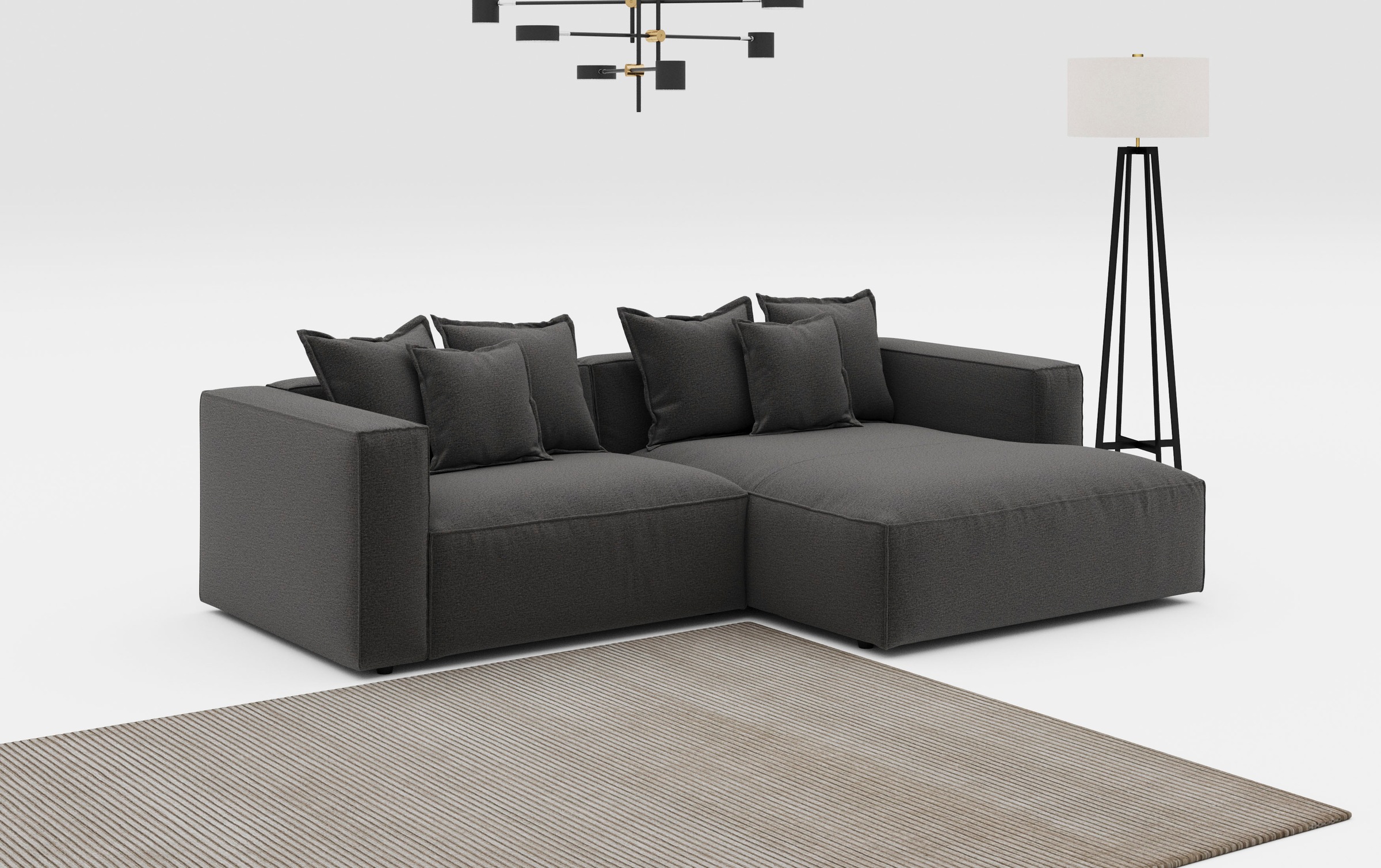 INOSIGN Ecksofa »Cowboy L-Form«, mit 6 Kissen, kubisches Sofa günstig online kaufen