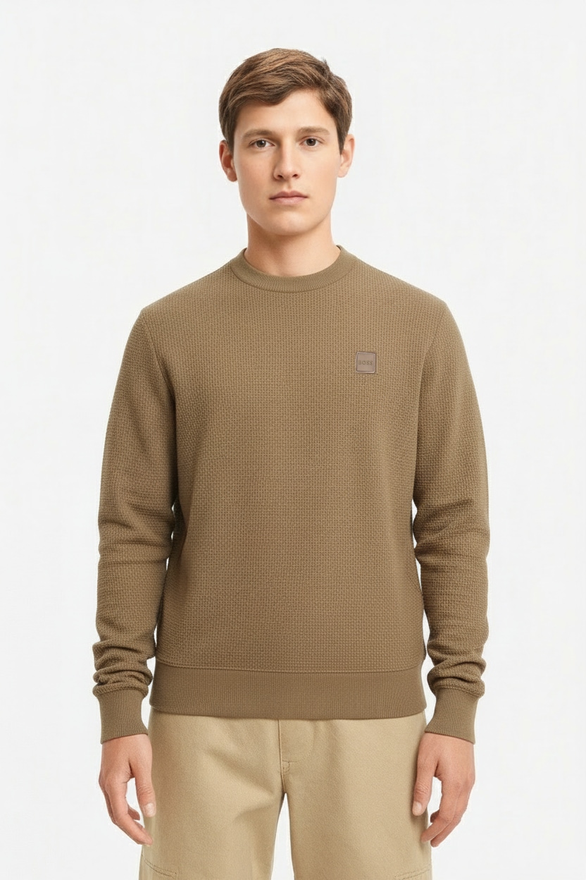 BOSS ORANGE Strickpullover »Anion« Rundhalsausschnitt, Regular Fit, BOSS-Label