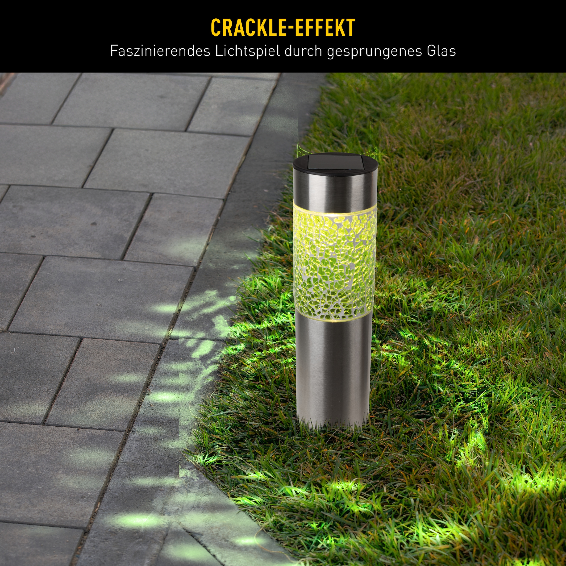 näve LED Solarleuchte »Havanna« LED-Modul 1 Stk. Warmweiß 4er-Set Dekoerdspieß grau, Glaseinsatz 2x grün, 2x orange, H: 33,5 cm