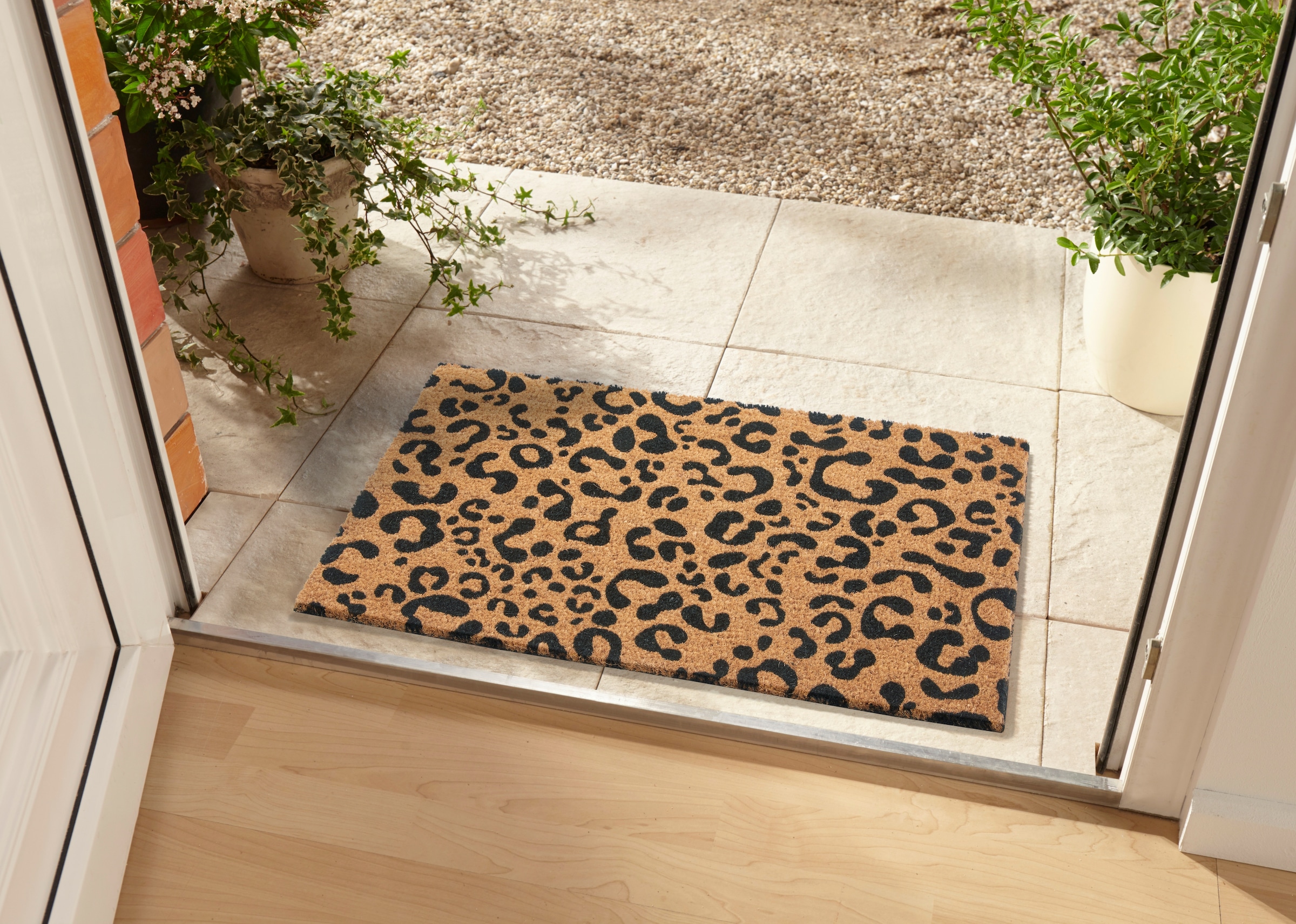 HANSE Home Fußmatte »Mix Mats Kokos Leopard Look, Türmatte«, rechteckig, 15 mm Höhe, Kokos, Schmutzfangmatte, Outdoor, Rutschfest, Innen, Kokosmatte, Flur