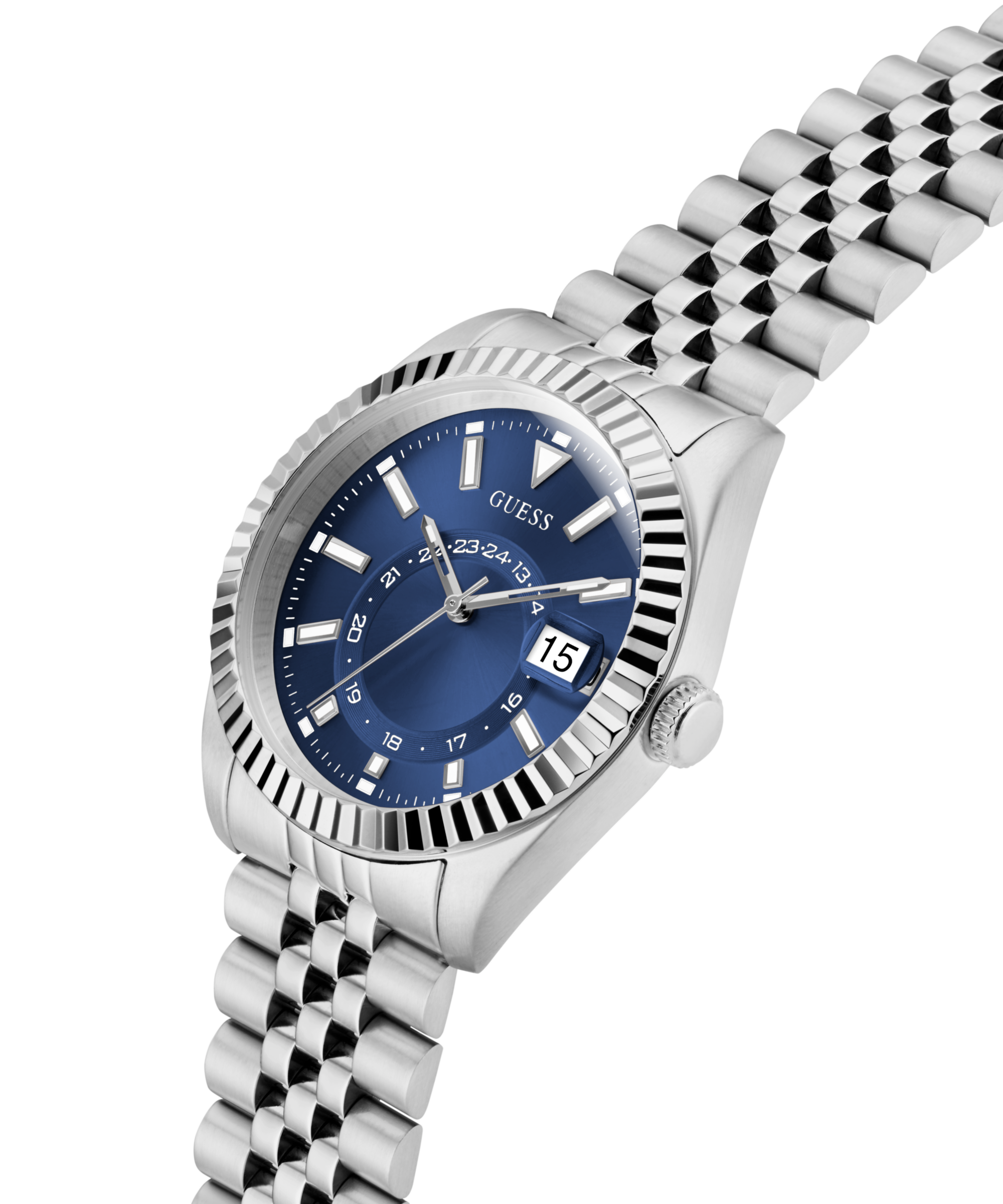 Guess Quarzuhr »JADEN«, Armbanduhr, Herrenuhr, Edelstahlarmband, Datum