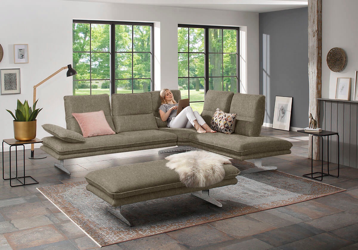 W.SCHILLIG Ecksofa »broadway, Designsofa, mit tollem Sitzkomfort, L-Form«, Sitztiefenverstellung, Kopfteil- & Seitenteilverstellung, Breite 284cm
