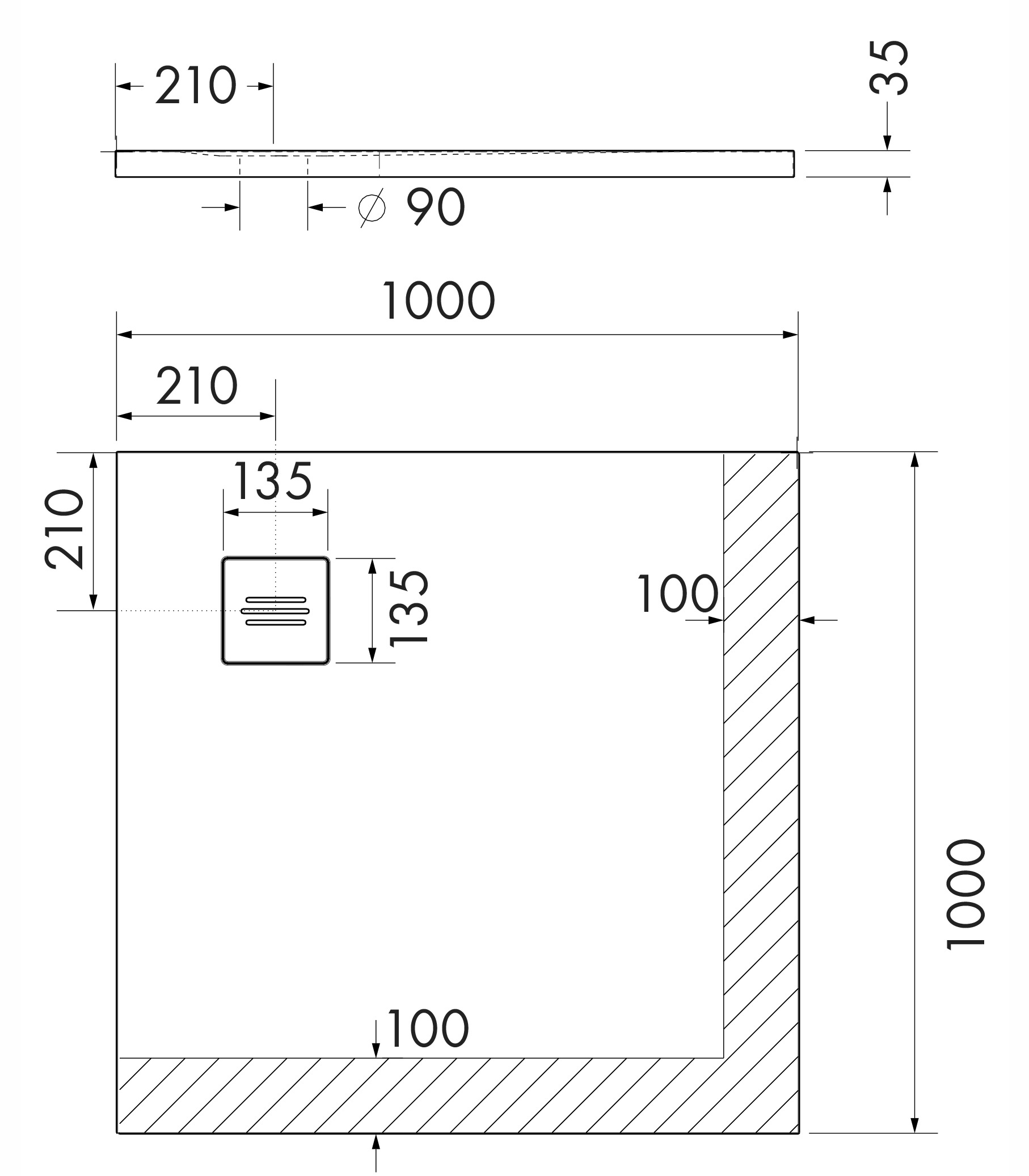 OTTOFOND Duschwanne »Nevis«, 100x100 cm, matt mit Struktur