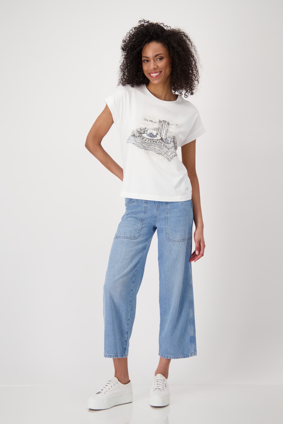 Monari T-Shirt »Shirt Cowboy Stiefel«, Mit Rundhalsausschnitt
