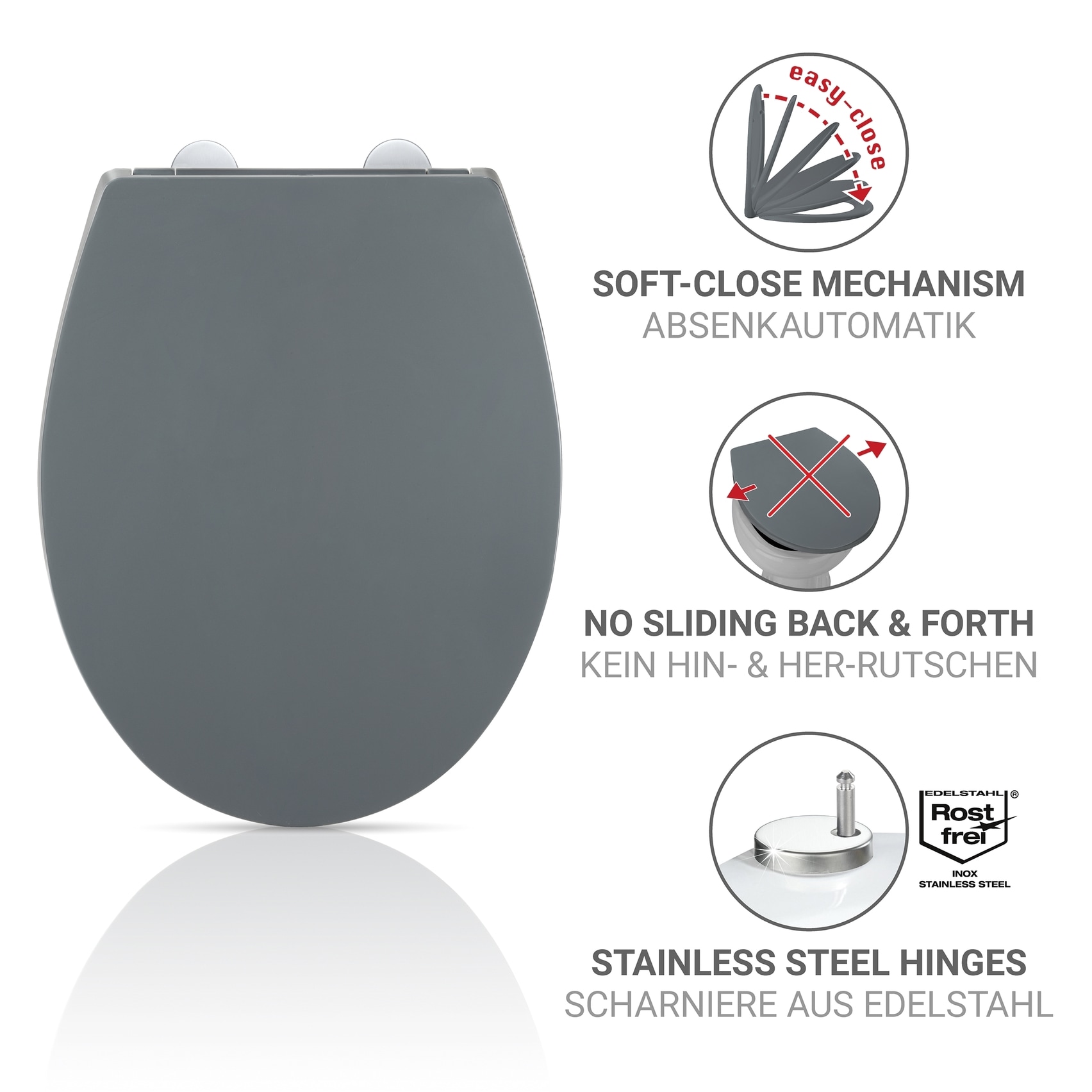 WENKO WC-Sitz »Ostuni« bruchstabiler Toilettensitz, belastbar bis 300 kg, mit Absenkautomatik