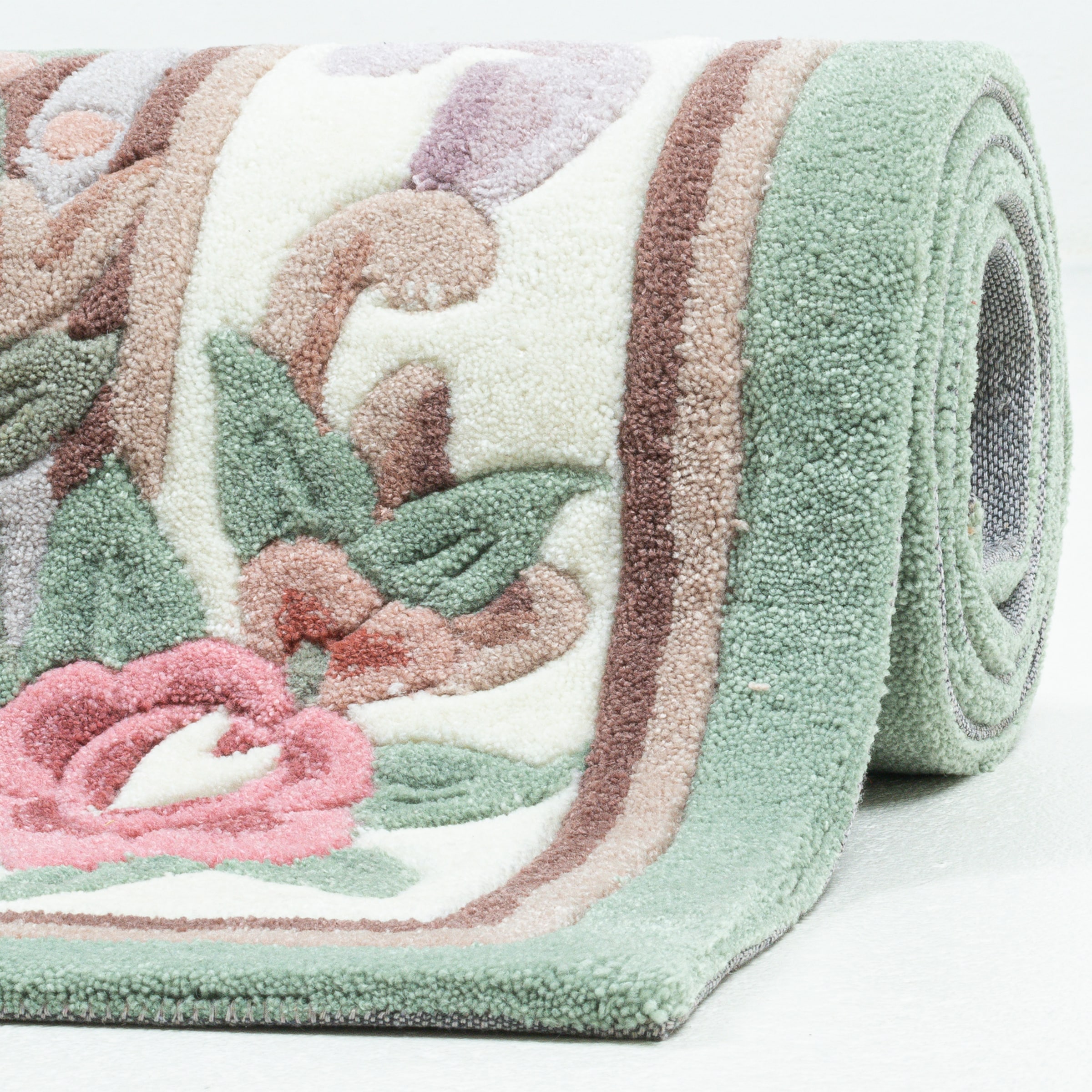 THEKO Teppich »Ming« rechteckig 14 mm Höhe handgefertigt, Pastell-Farben, florales Design, Wohnzimmer
