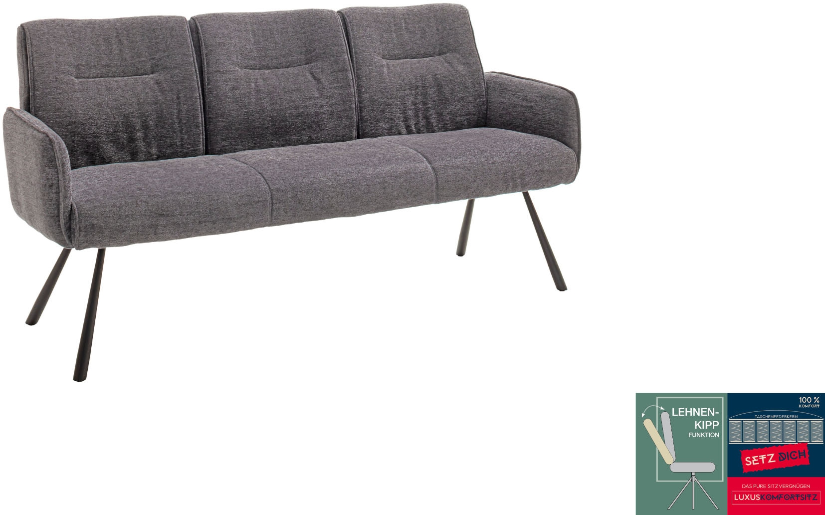MCA furniture Sitzbank »Delane« 1 Stk. tlg. Taschenfederkern, Lehnenkippfunktion, Armlehnen, beweglicher Rücken