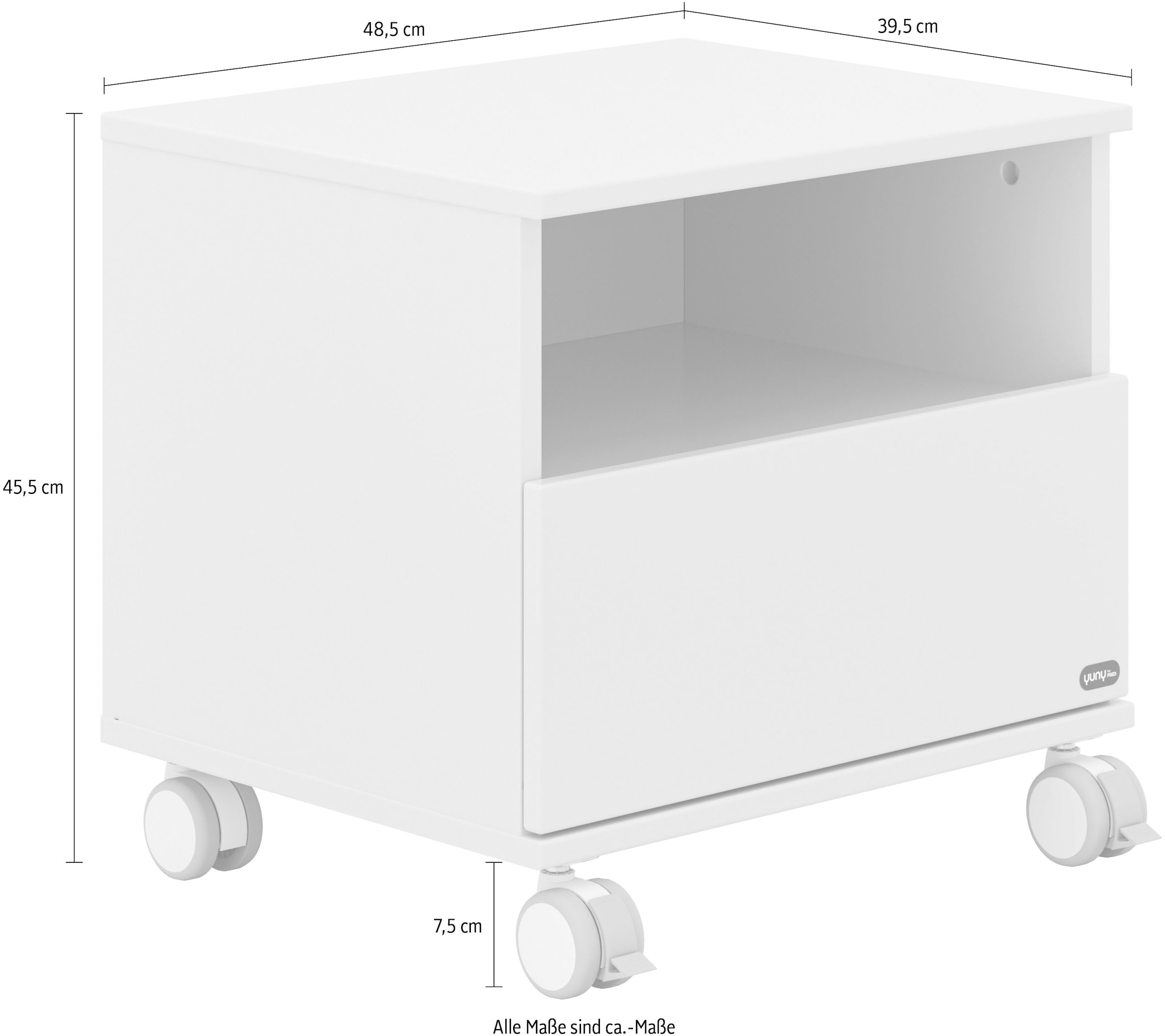 YUNY by PAIDI Nachtkommode »SISTER LOU mit Ablagefach und Schublade«, feststellbarer Rollcontainer, Beige, Soft-Close