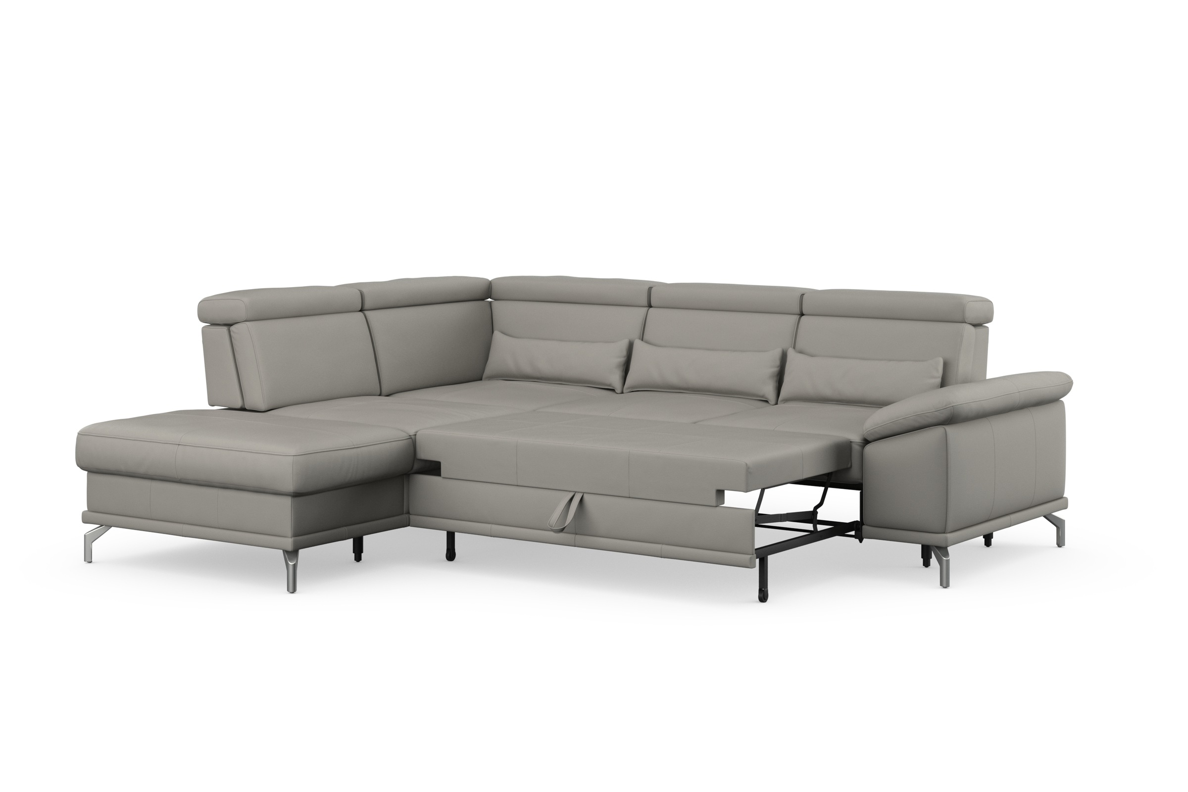 sit&more Ecksofa »Cabrio L-Form, mit Sitztiefenverstellung, Arm- und Kopfteilverstellung«, 3 Nierenkissen, Federkern, optional Bettfunktion und Stauraum