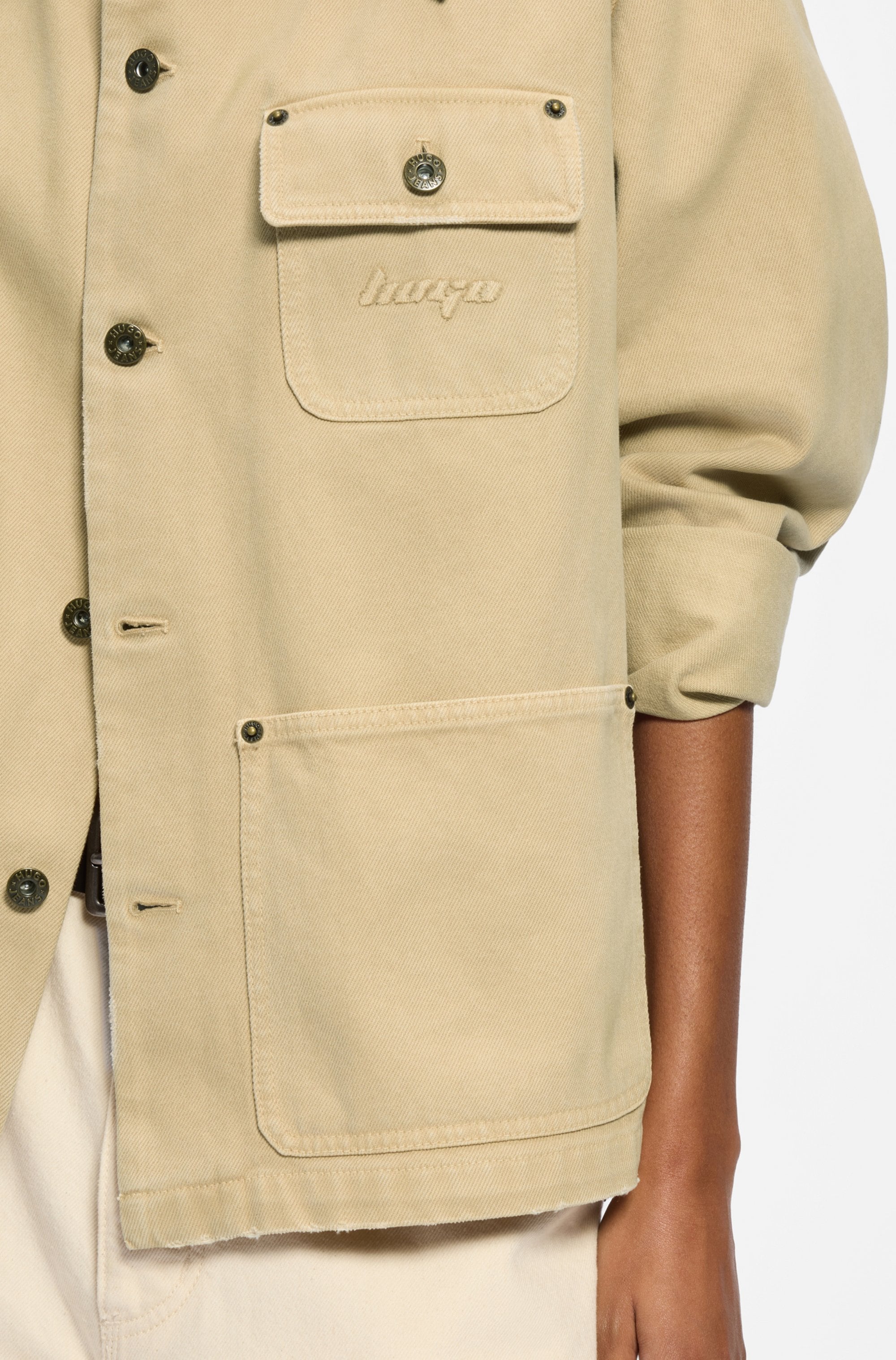 HUGO Hemdjacke »Flimane« mit Kontrastkragen, oversize