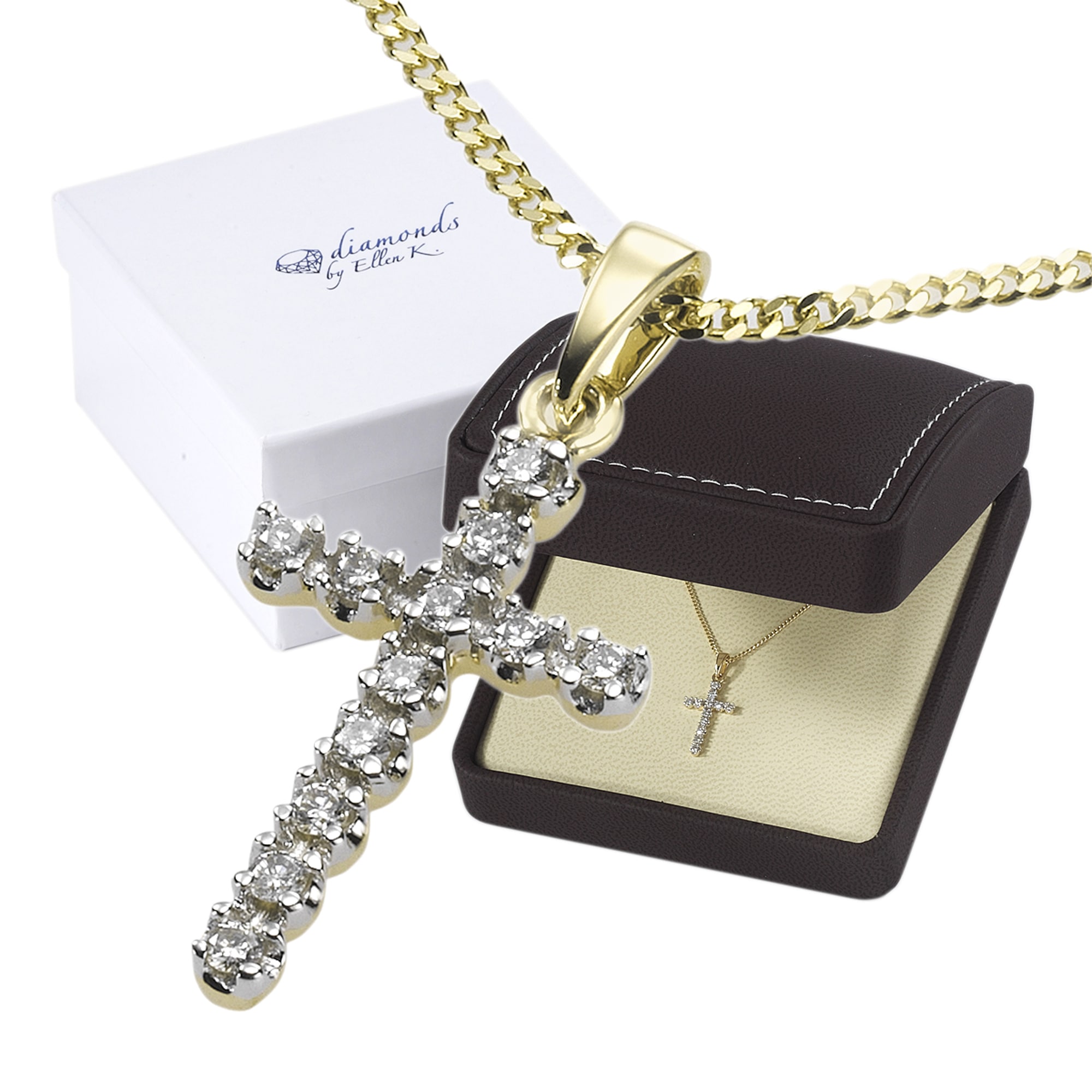 Diamonds by Ellen K. Kette mit Anhänger »Gold 585 Kreuz mit 12x Diamant zus. 0,12ct.«