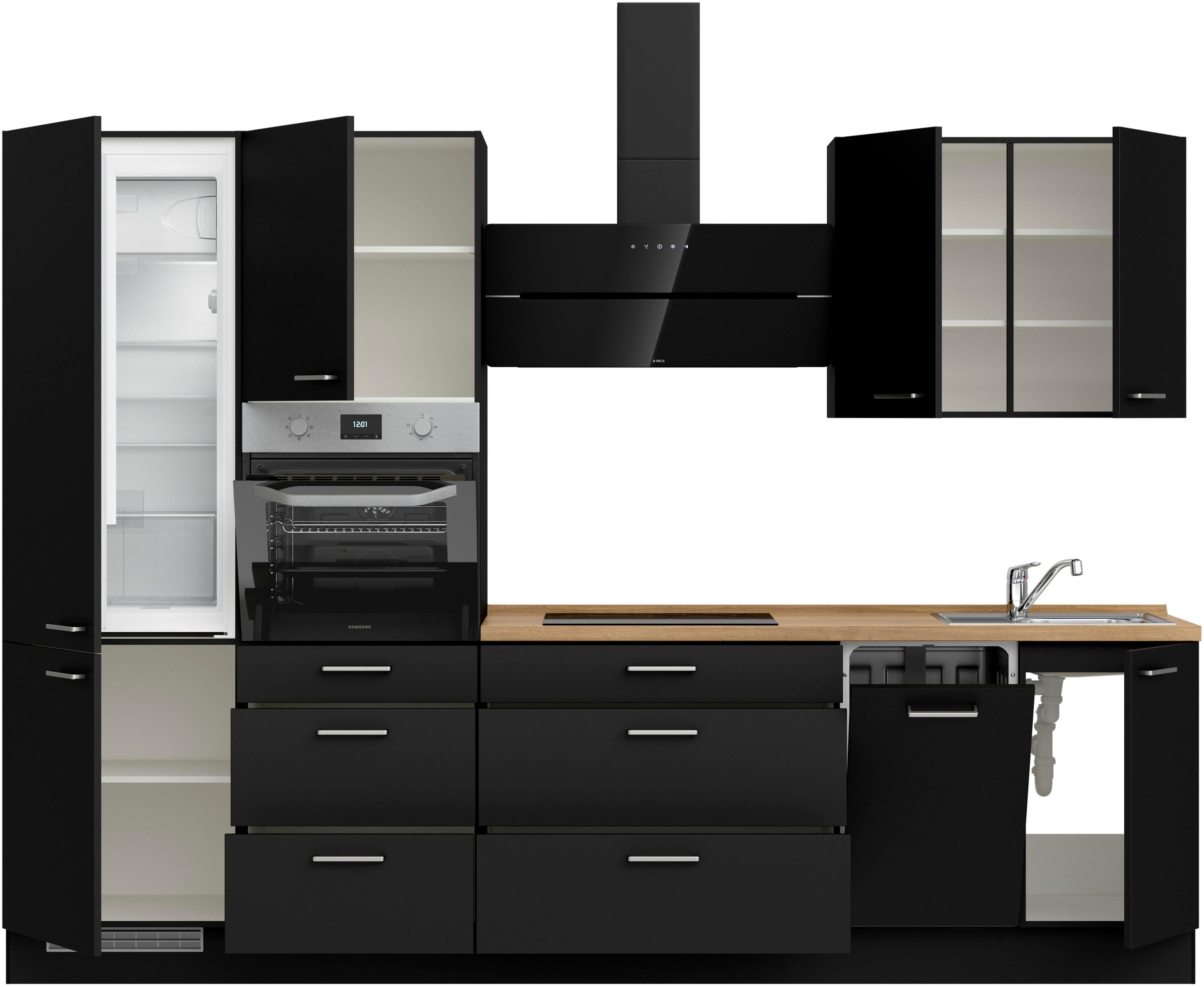 nobilia® Küchenzeile »"Touch II"«, vormontiert, Ausrichtung wählbar, Breite 300 cm, wahlw. mit E-Geräten