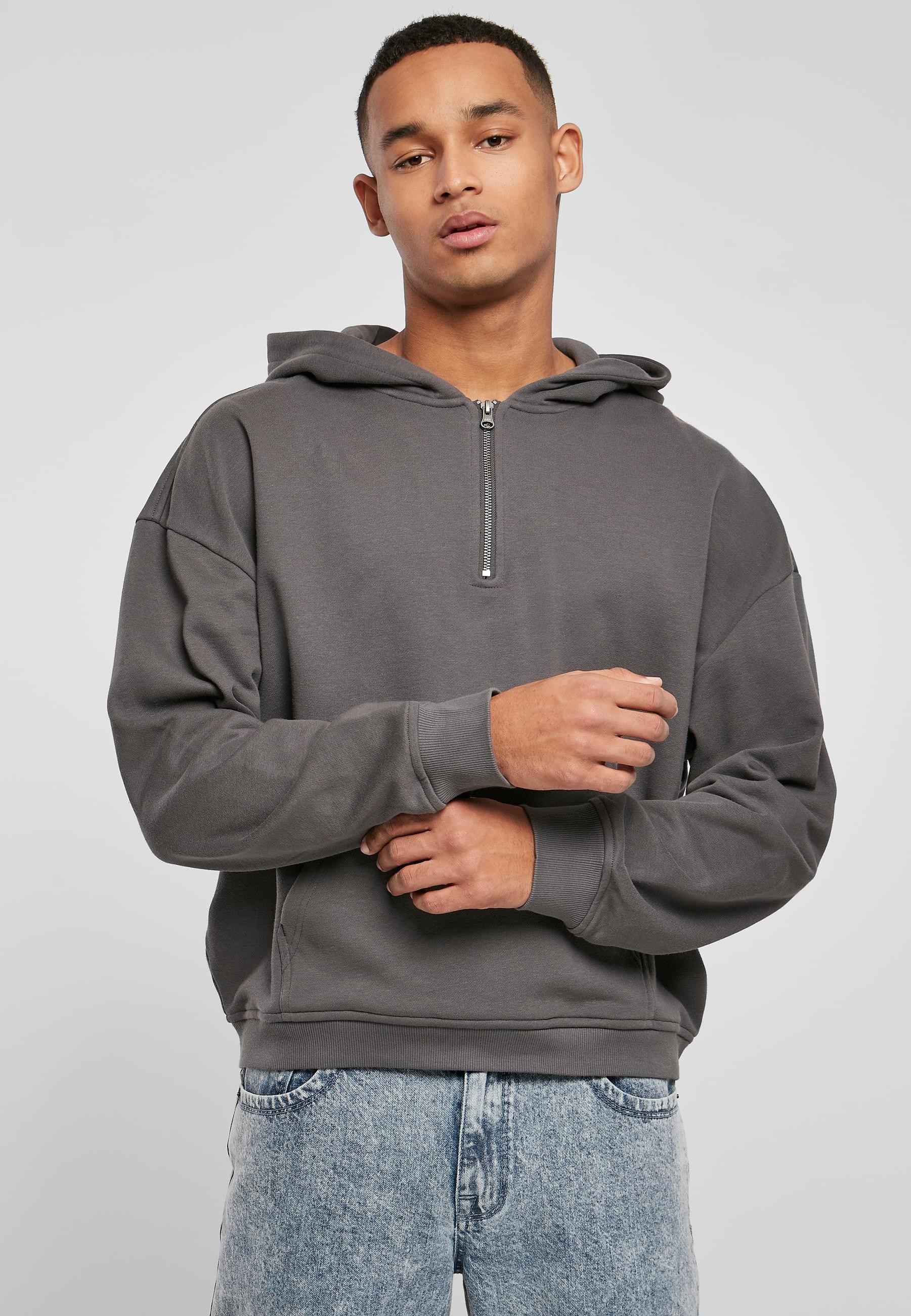 URBAN CLASSICS Sweatjacke »Urban Classics Herren Boxy Zip Hoody« 1 Stk. tlg.