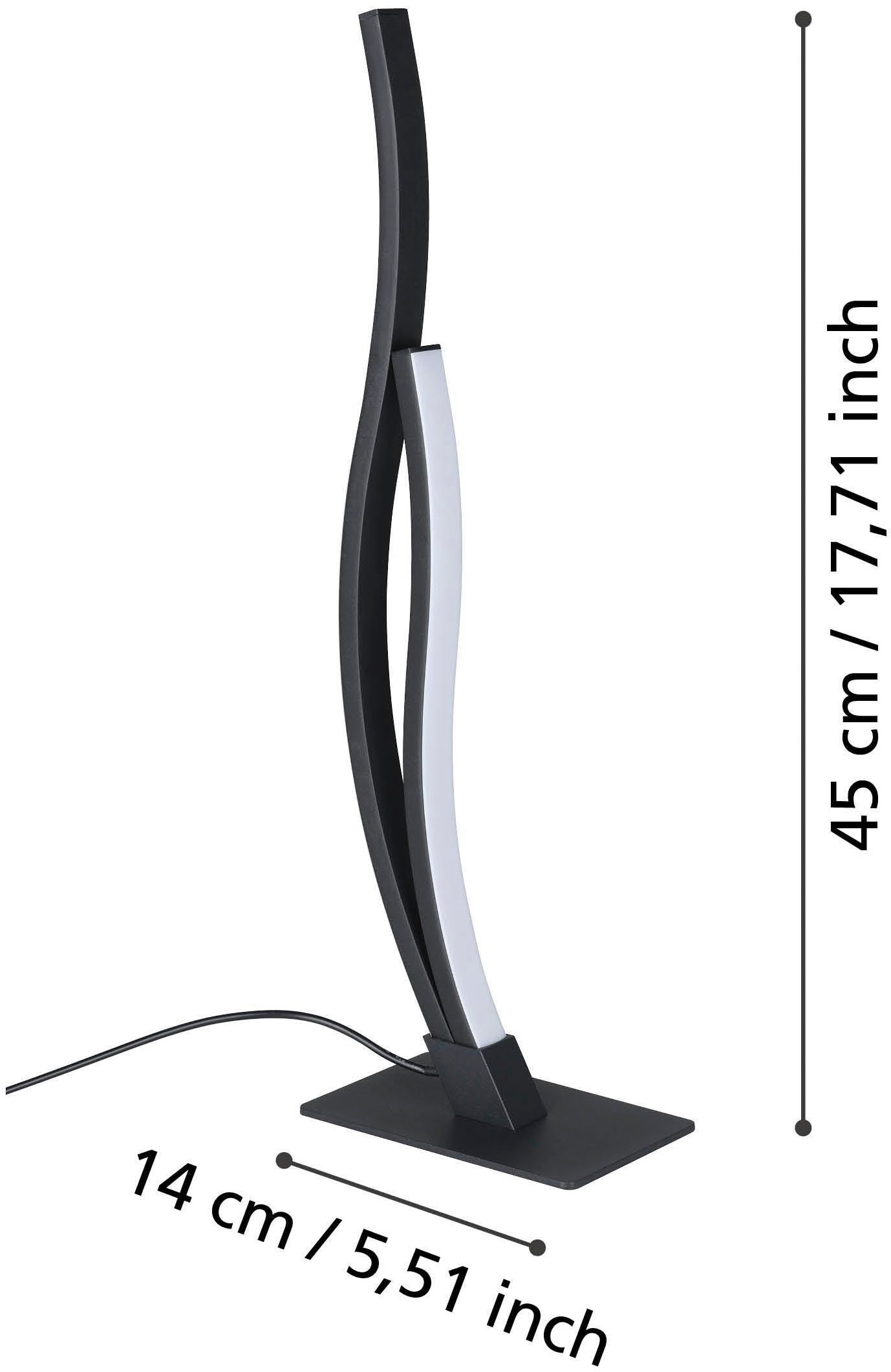 EGLO Tischleuchte »Grisolia Nachttischlampe, Tischlampe, Metall und Kunststoff, Lampe« LED-Modul 1 Stk. Neutralweiß Tischleuchte - H45,5 cm - schwarz - 12W inkl.